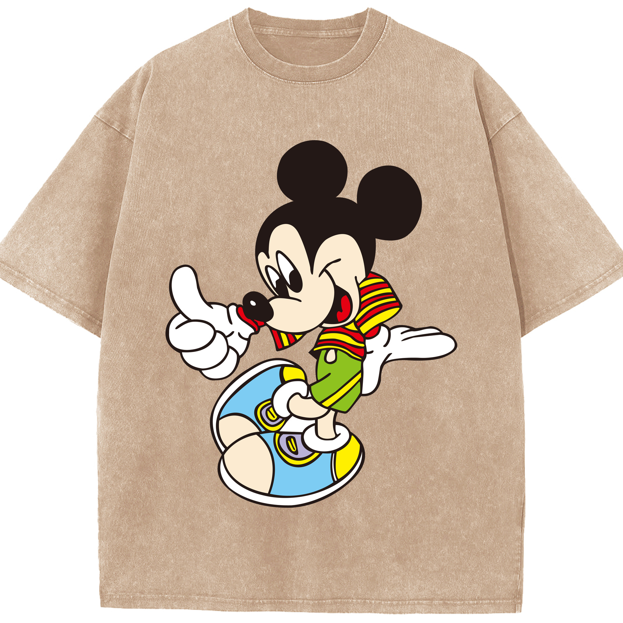 （画像用） ミッキーマウス Mickey Mouse 綿100% ヴィンテージ風 半袖Tシャツ（フロントプリント）