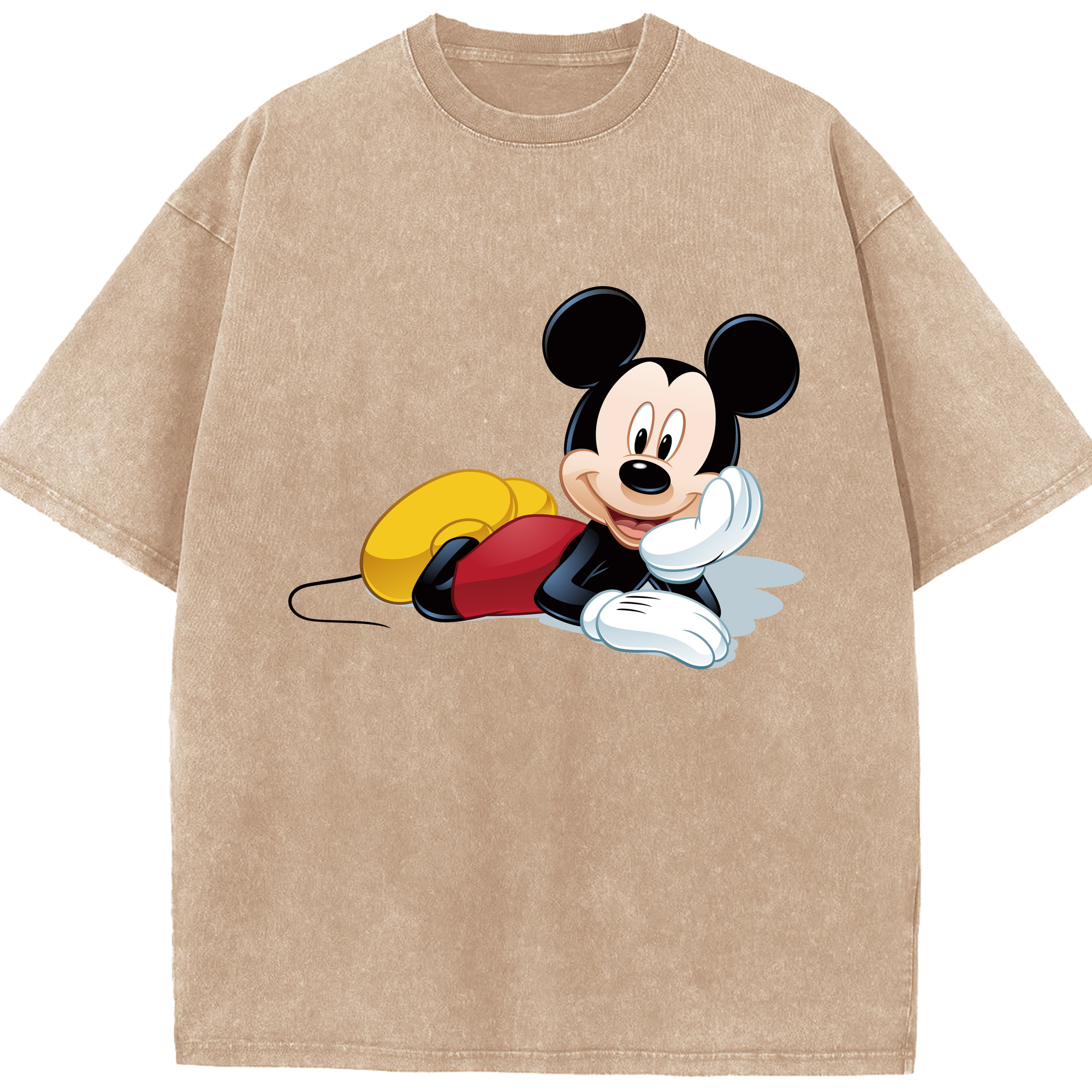 （画像用） ミッキーマウス Mickey Mouse 綿100% ヴィンテージ風 半袖Tシャツ（フロントプリント）