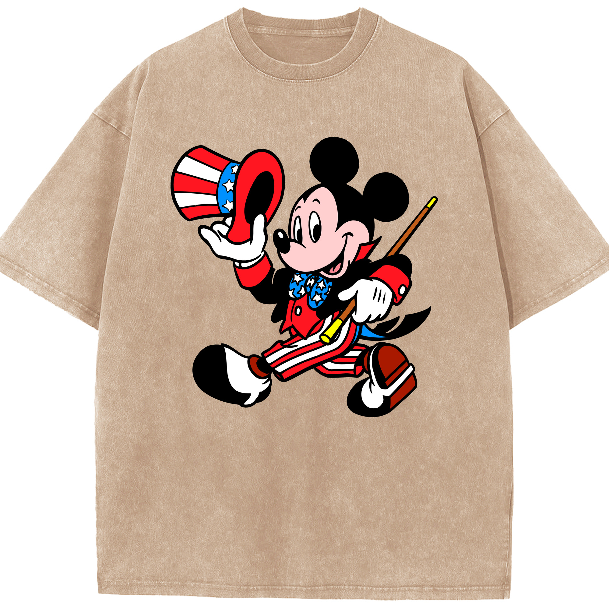 （画像用） ミッキーマウス Mickey Mouse 綿100% ヴィンテージ風 半袖Tシャツ（フロントプリント）