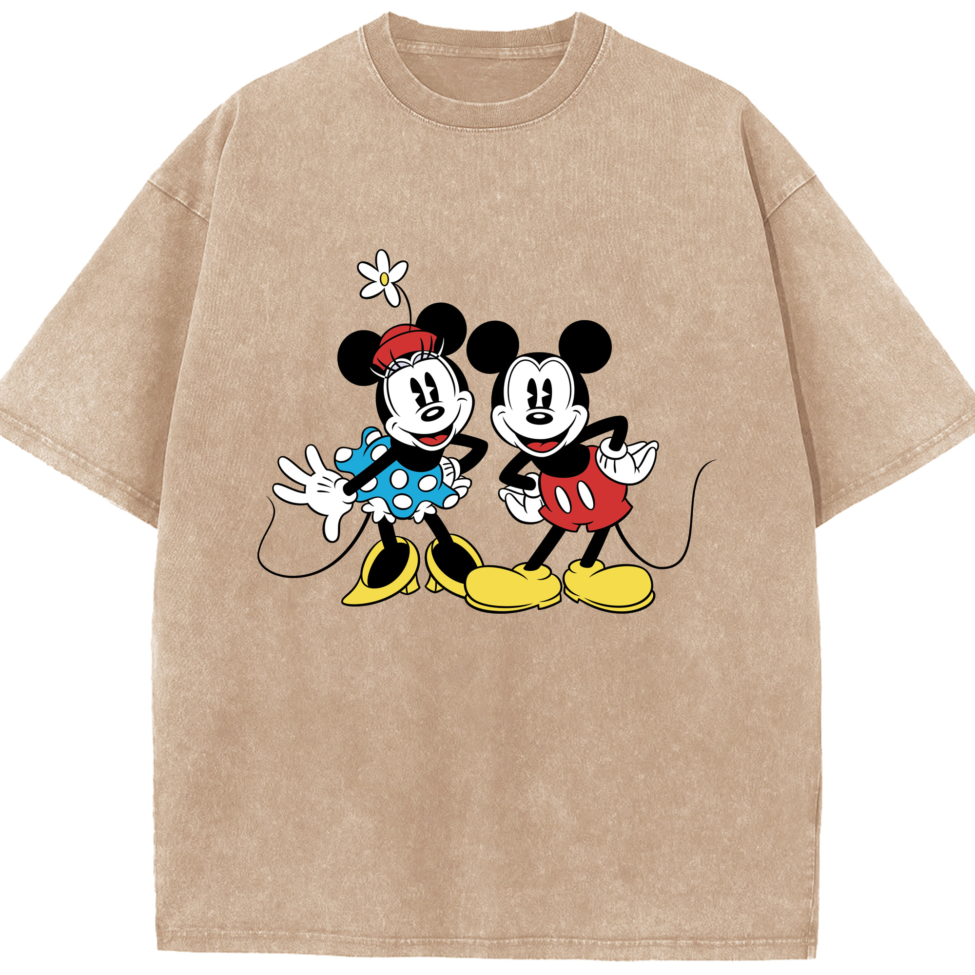 （画像用） ミッキーマウス Mickey Mouse 綿100% ヴィンテージ風 半袖Tシャツ（フロントプリント）