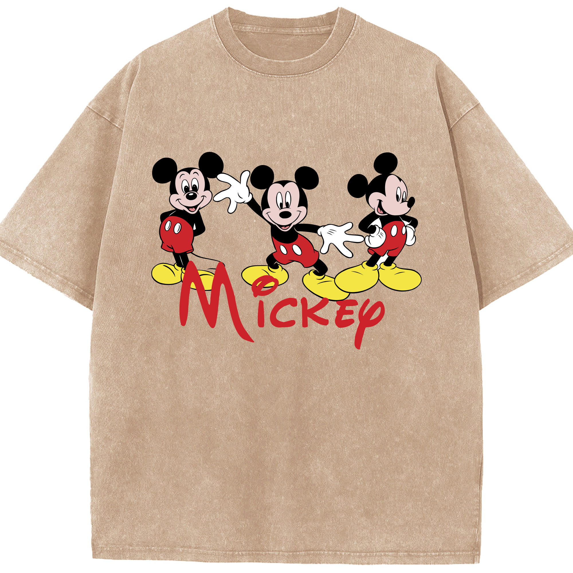 ミッキーマウス Mickey Mouse 綿100% ヴィンテージ風 半袖Tシャツ（フロントプリント）
