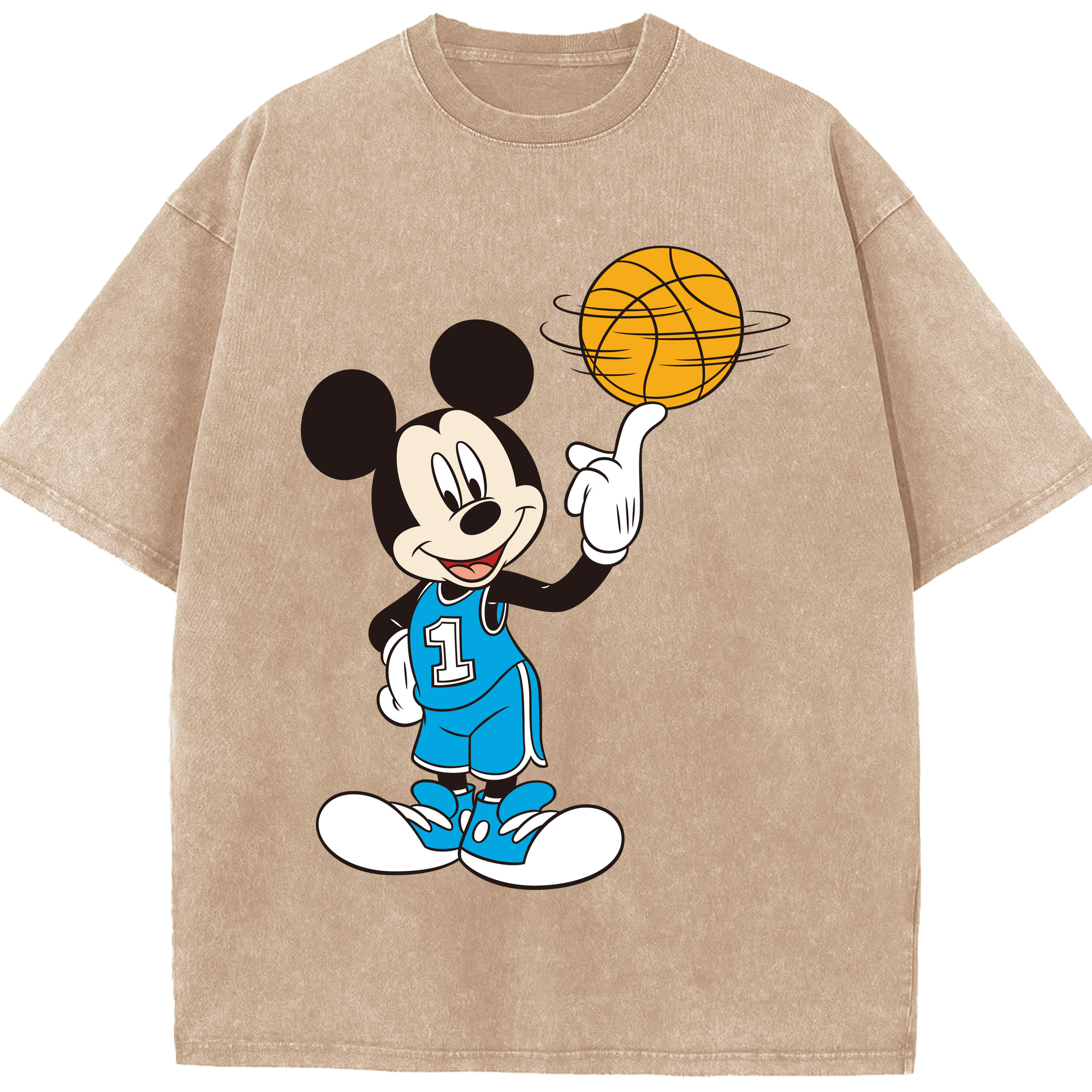 （画像用） ミッキーマウス Mickey Mouse 綿100% ヴィンテージ風 半袖Tシャツ（フロントプリント）