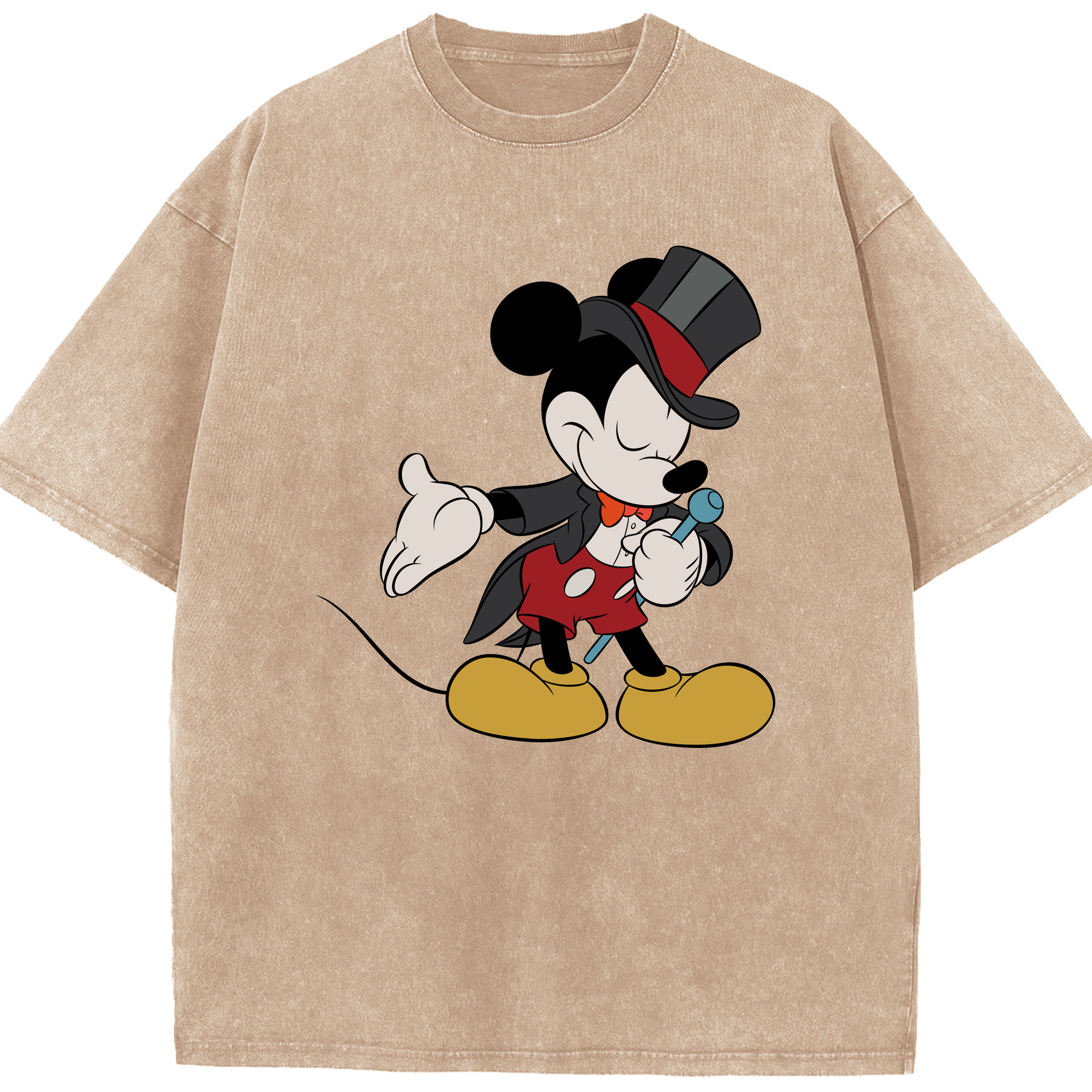 （画像用） ミッキーマウス Mickey Mouse 綿100% ヴィンテージ風 半袖Tシャツ（フロントプリント）