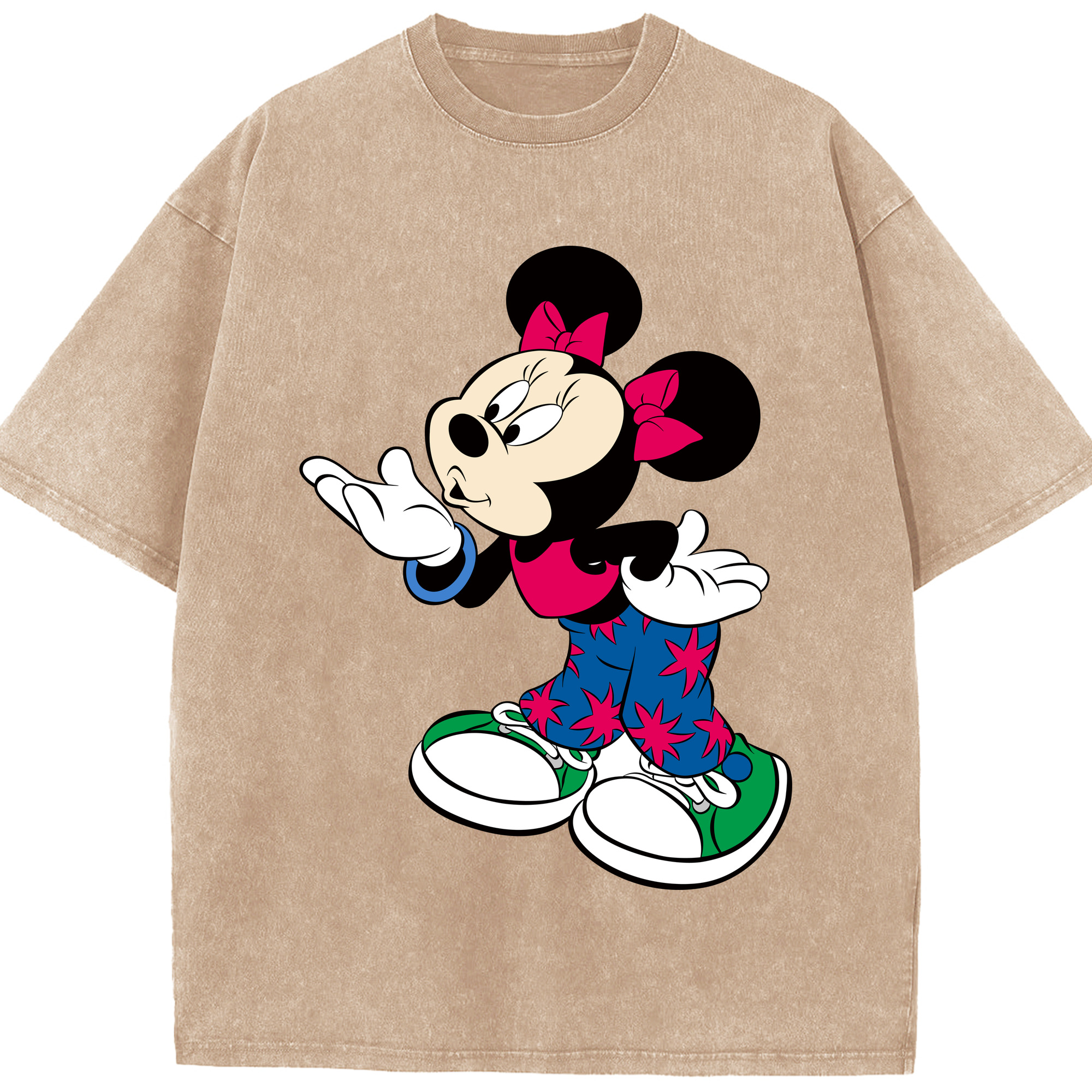 （画像用） ミッキーマウス Mickey Mouse 綿100% ヴィンテージ風 半袖Tシャツ（フロントプリント）