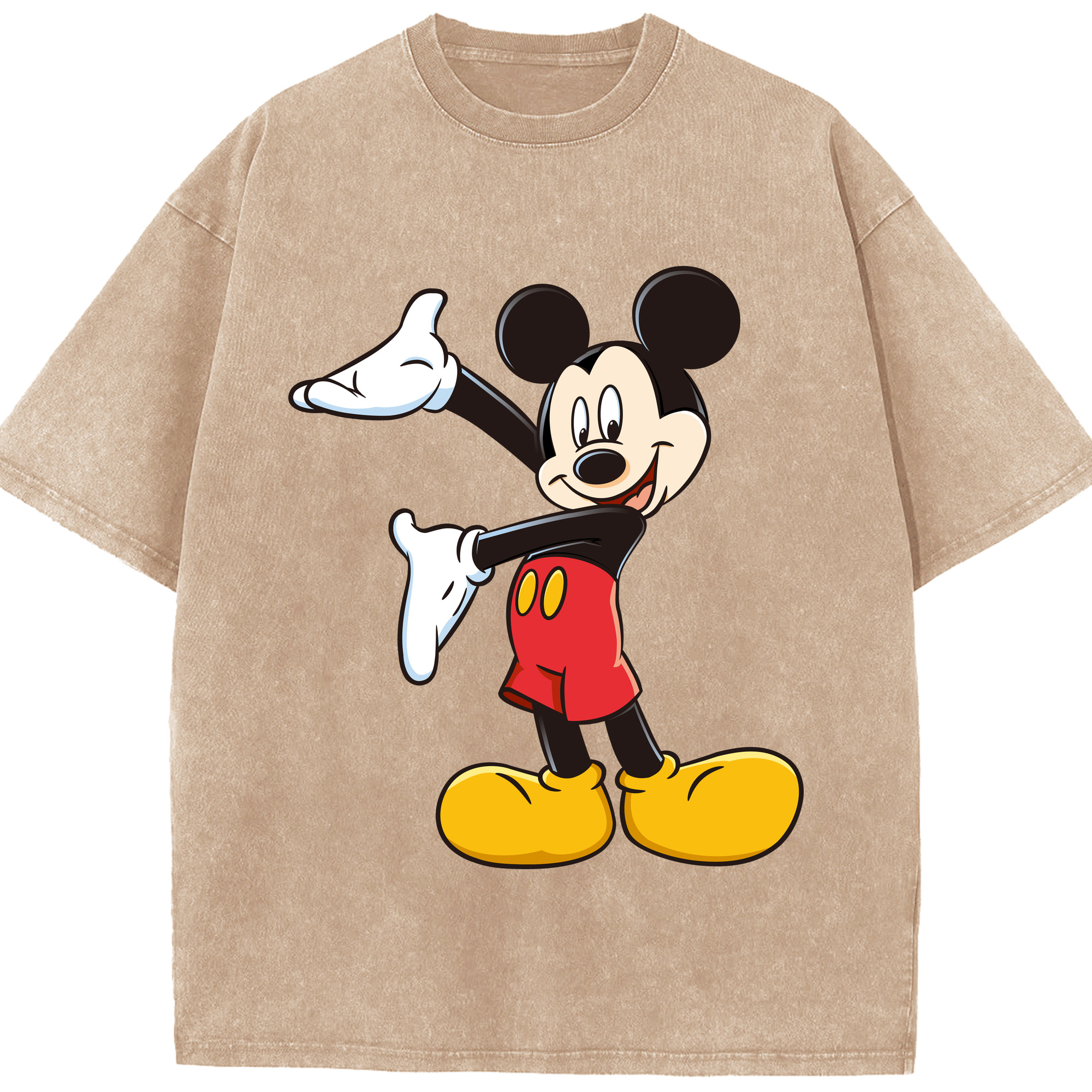 （画像用） ミッキーマウス Mickey Mouse 綿100% ヴィンテージ風 半袖Tシャツ（フロントプリント）