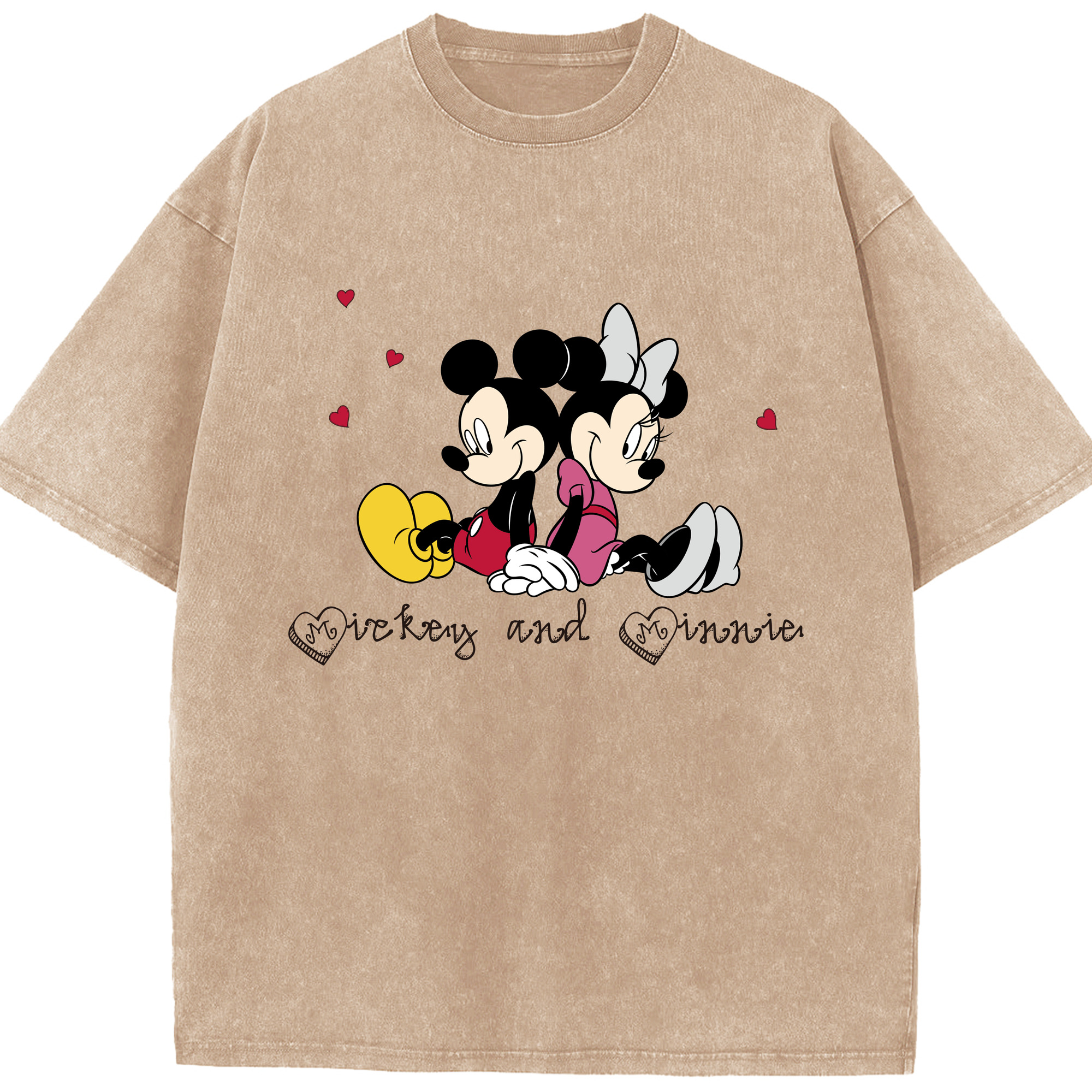 （画像用） ミッキーマウス Mickey Mouse 綿100% ヴィンテージ風 半袖Tシャツ（フロントプリント）