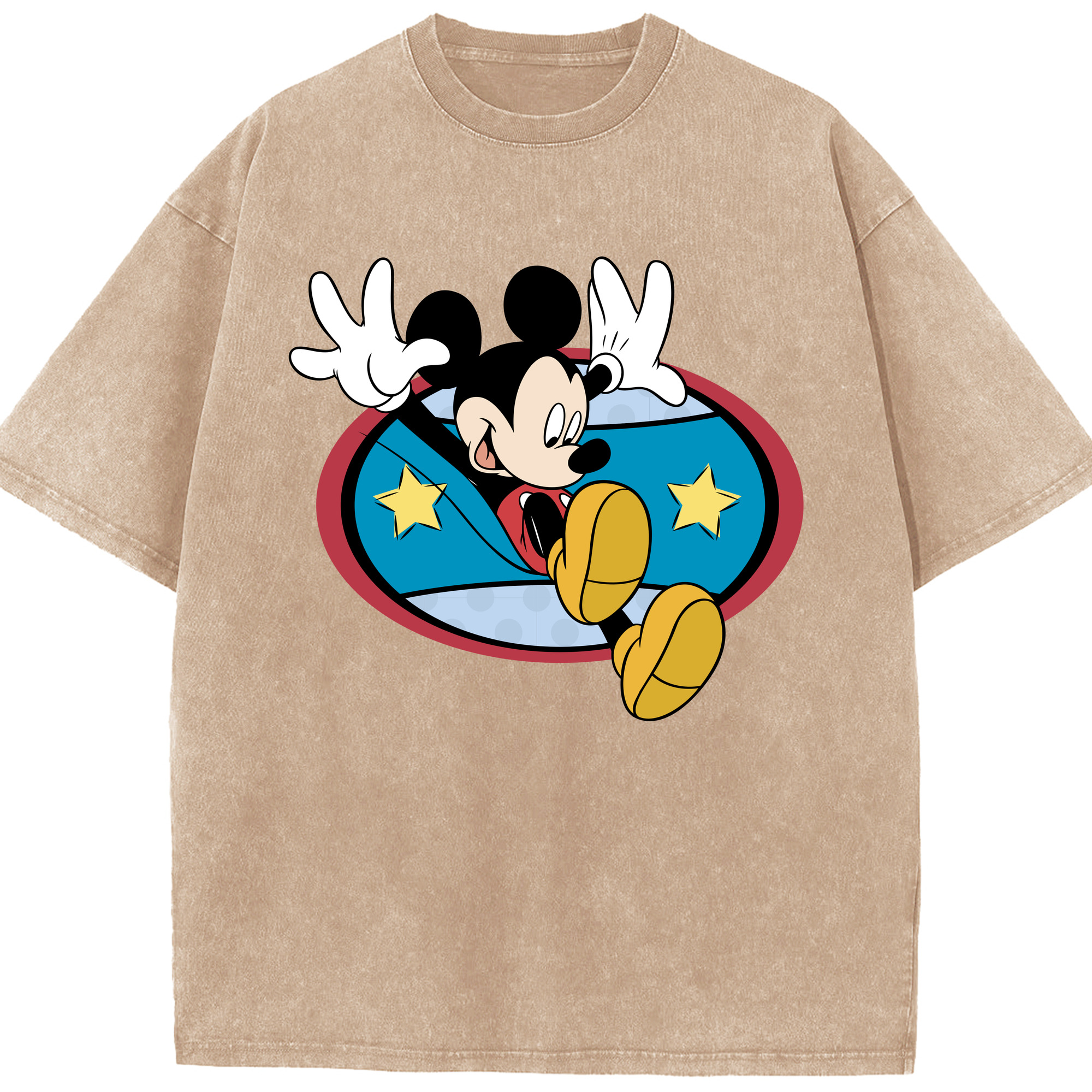 （画像用） ミッキーマウス Mickey Mouse 綿100% ヴィンテージ風 半袖Tシャツ（フロントプリント）