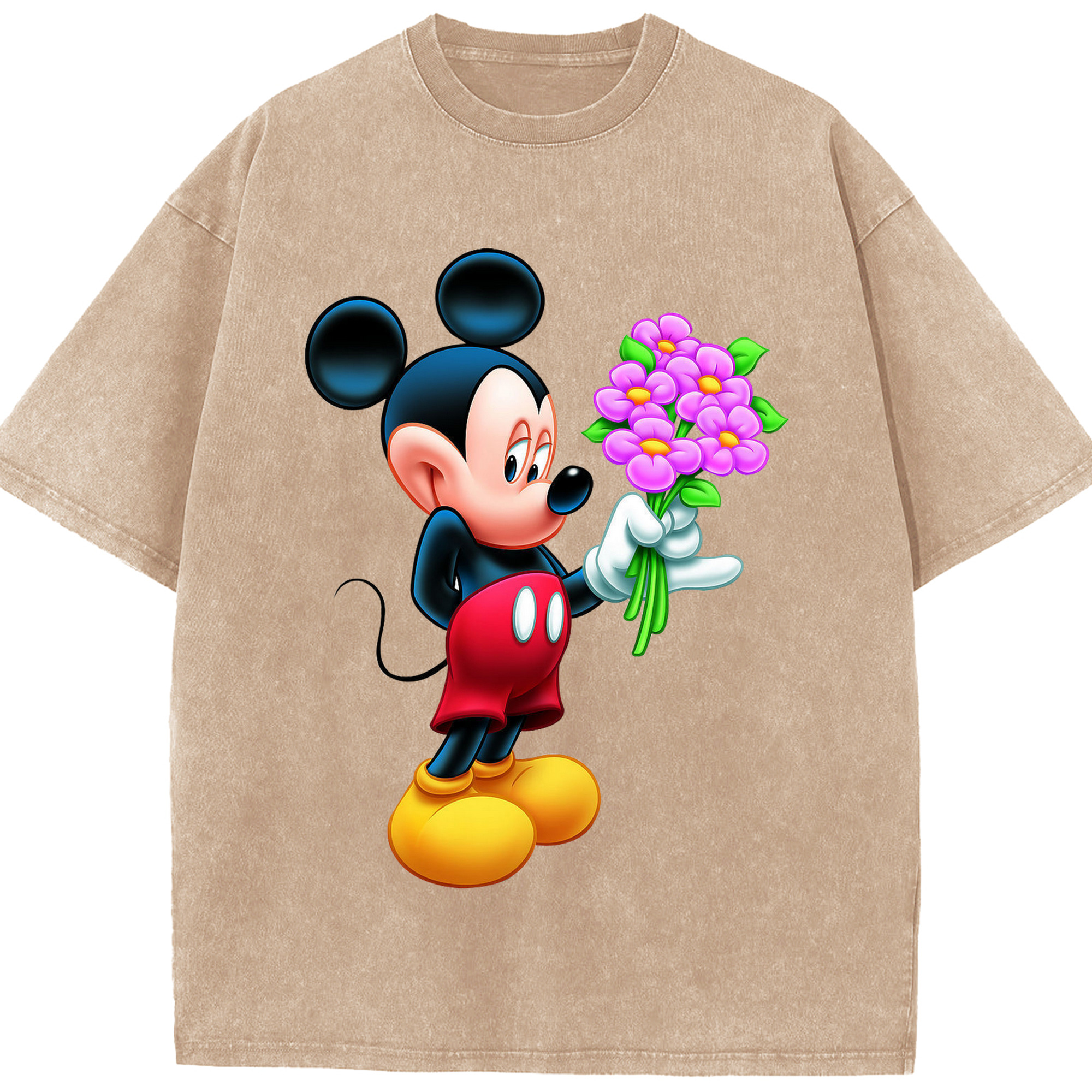 （画像用） ミッキーマウス Mickey Mouse 綿100% ヴィンテージ風 半袖Tシャツ（フロントプリント）