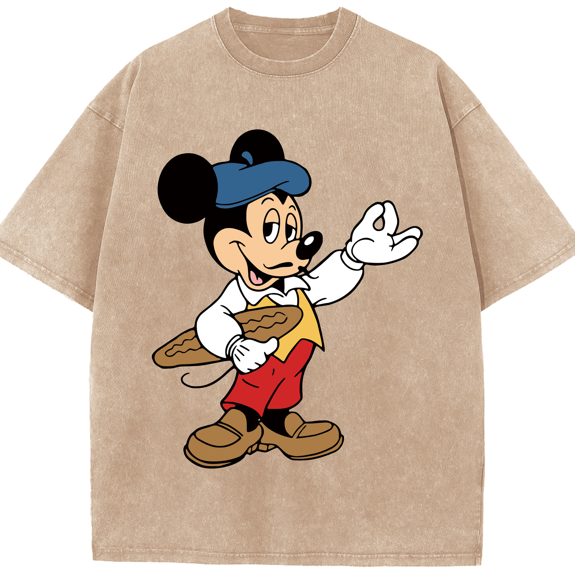 （画像用） ミッキーマウス Mickey Mouse 綿100% ヴィンテージ風 半袖Tシャツ（フロントプリント）