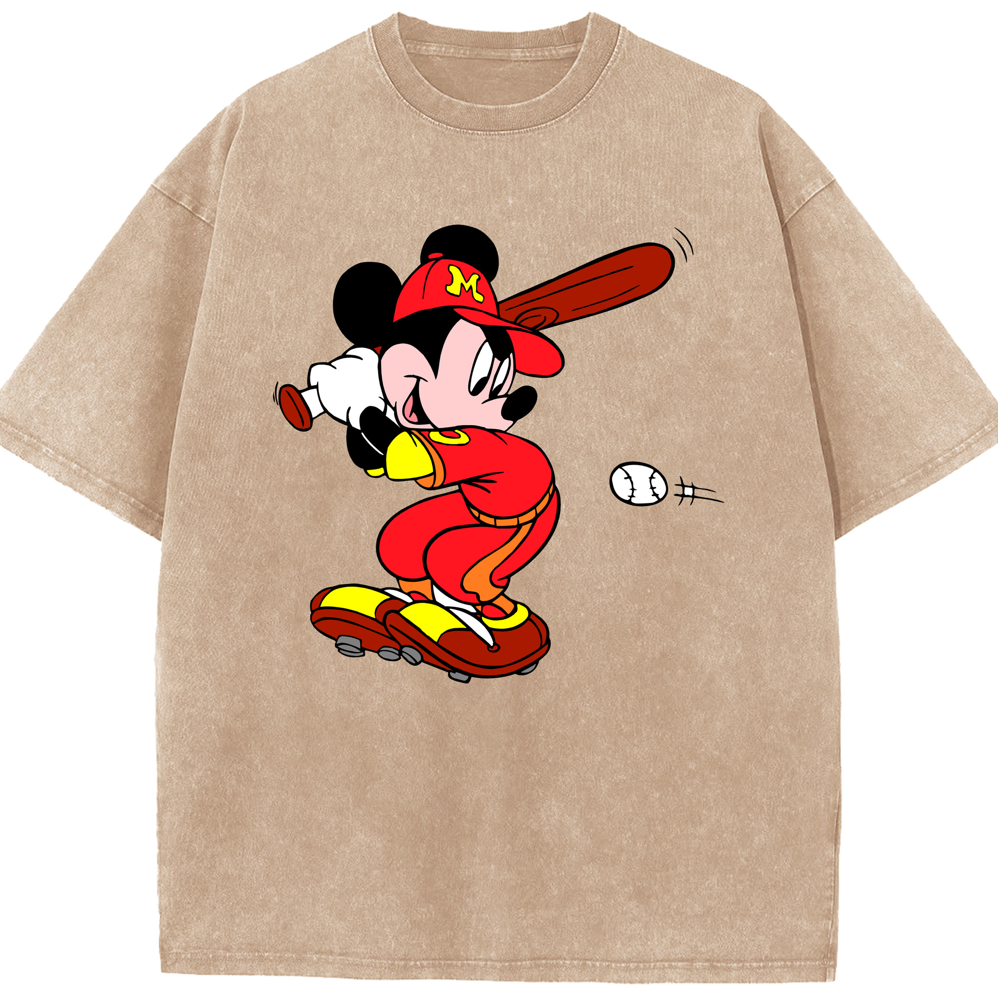 （画像用） ミッキーマウス Mickey Mouse 綿100% ヴィンテージ風 半袖Tシャツ（フロントプリント）
