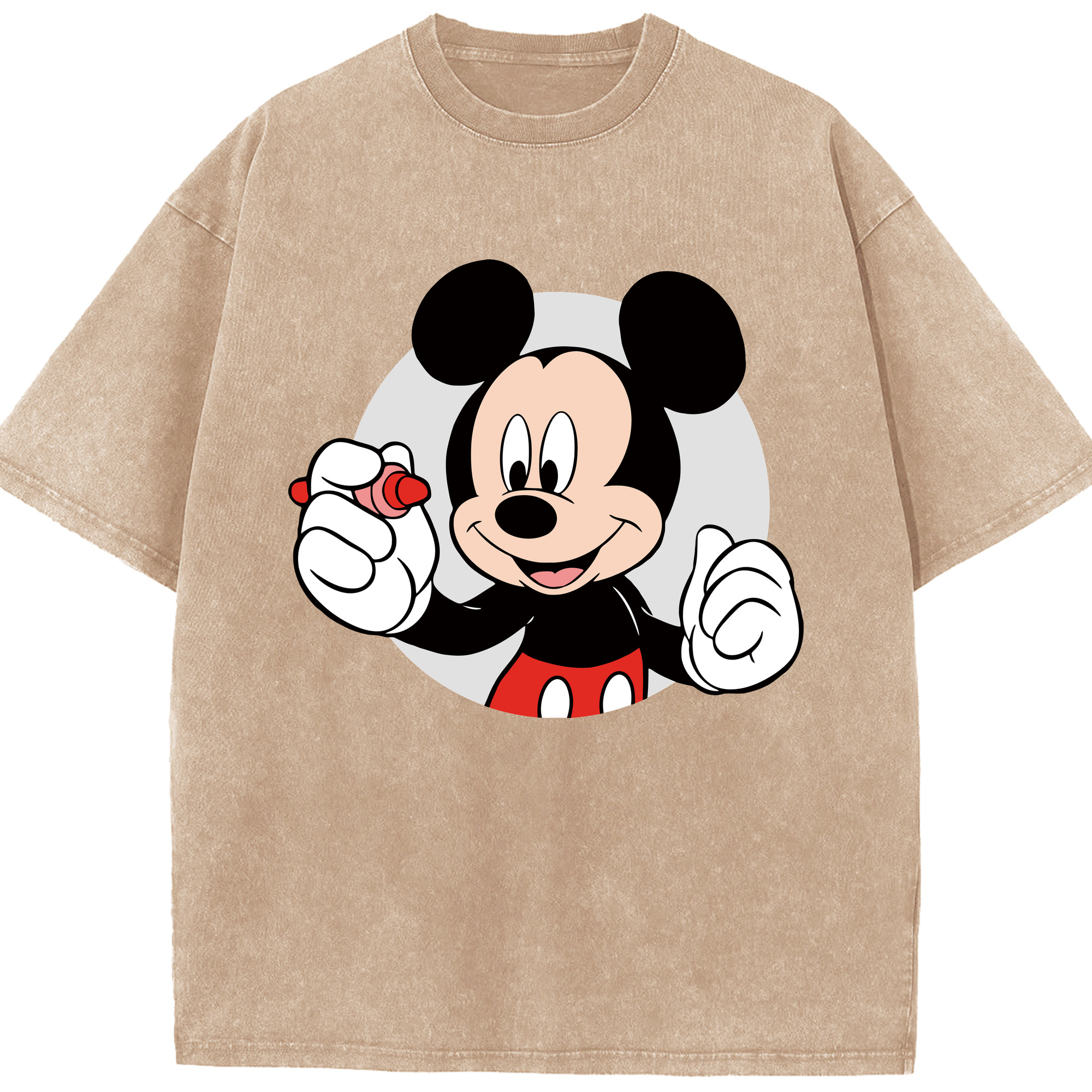 （画像用） ミッキーマウス Mickey Mouse 綿100% ヴィンテージ風 半袖Tシャツ（フロントプリント）