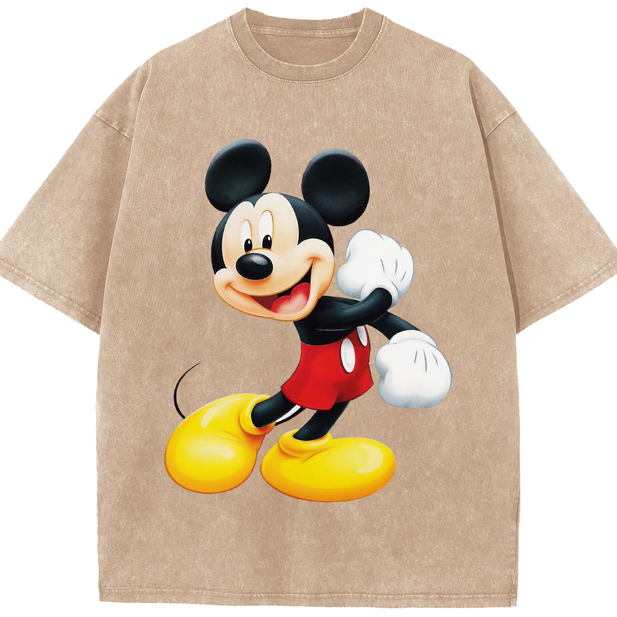 （画像用） ミッキーマウス Mickey Mouse 綿100% ヴィンテージ風 半袖Tシャツ（フロントプリント）
