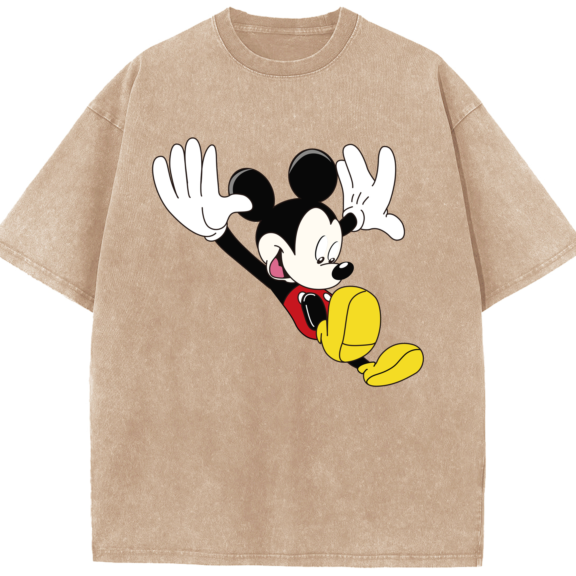 （画像用） ミッキーマウス Mickey Mouse 綿100% ヴィンテージ風 半袖Tシャツ（フロントプリント）