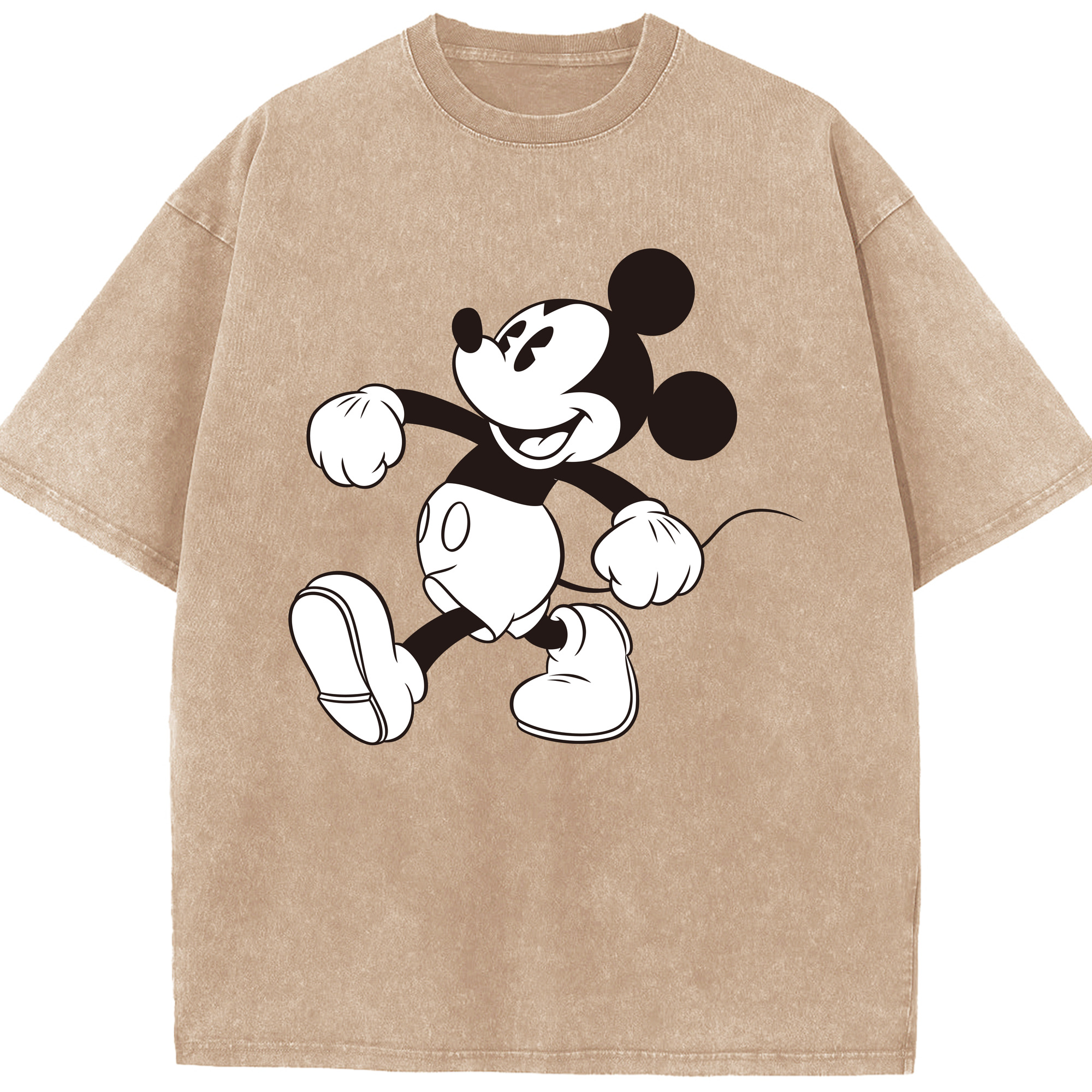 （画像用） ミッキーマウス Mickey Mouse 綿100% ヴィンテージ風 半袖Tシャツ（フロントプリント）