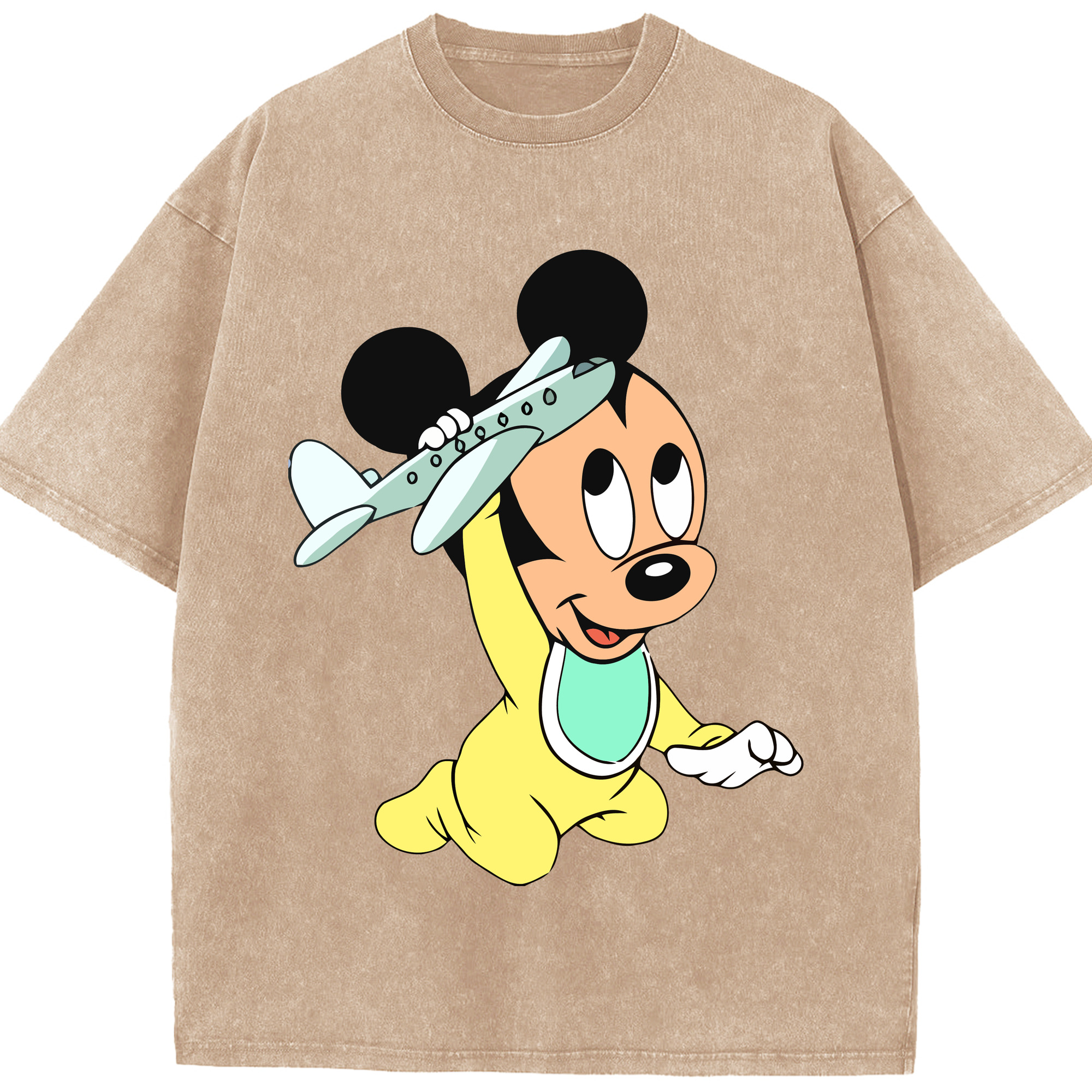（画像用） ミッキーマウス Mickey Mouse 綿100% ヴィンテージ風 半袖Tシャツ（フロントプリント）