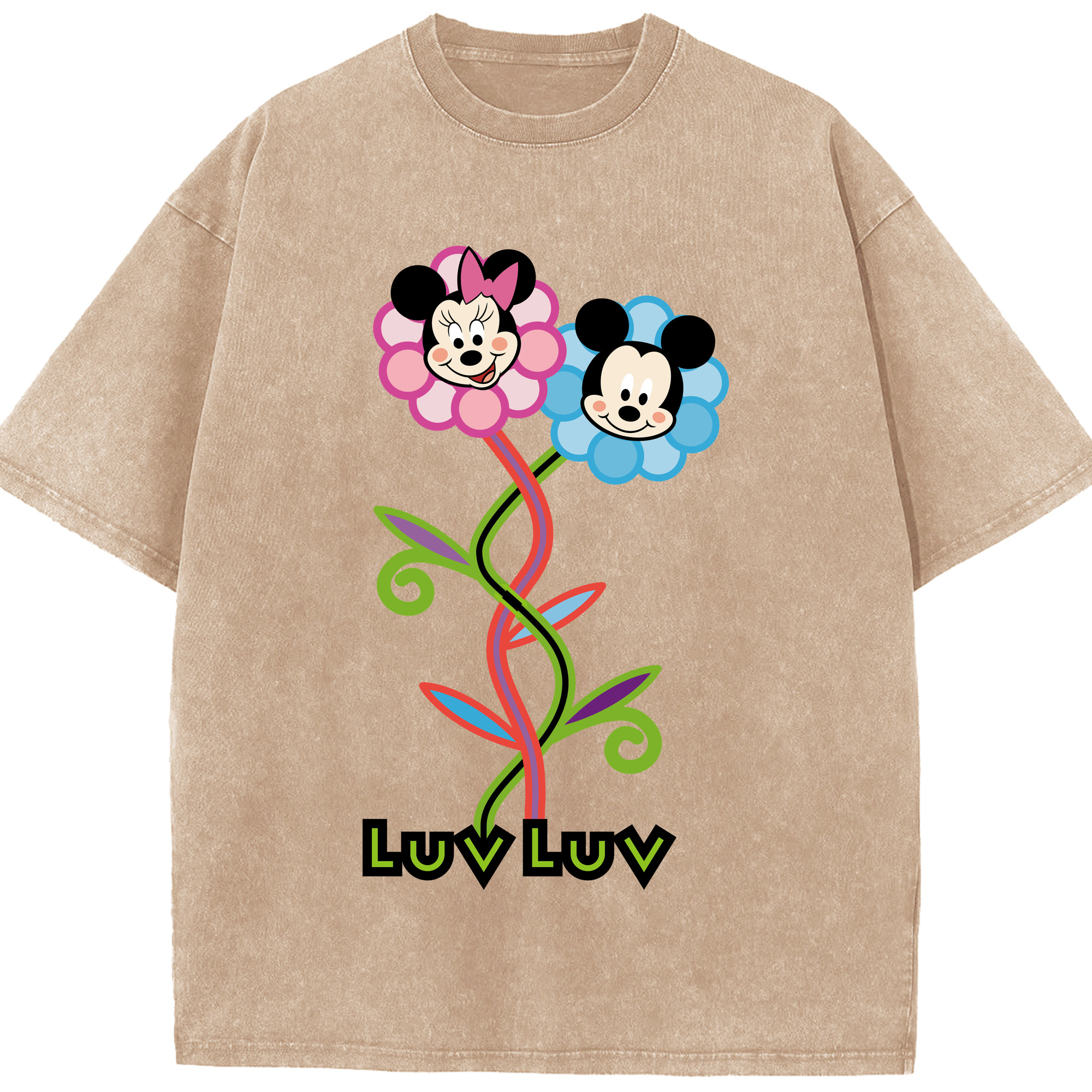 （画像用） ミッキーマウス Mickey Mouse 綿100% ヴィンテージ風 半袖Tシャツ（フロントプリント）