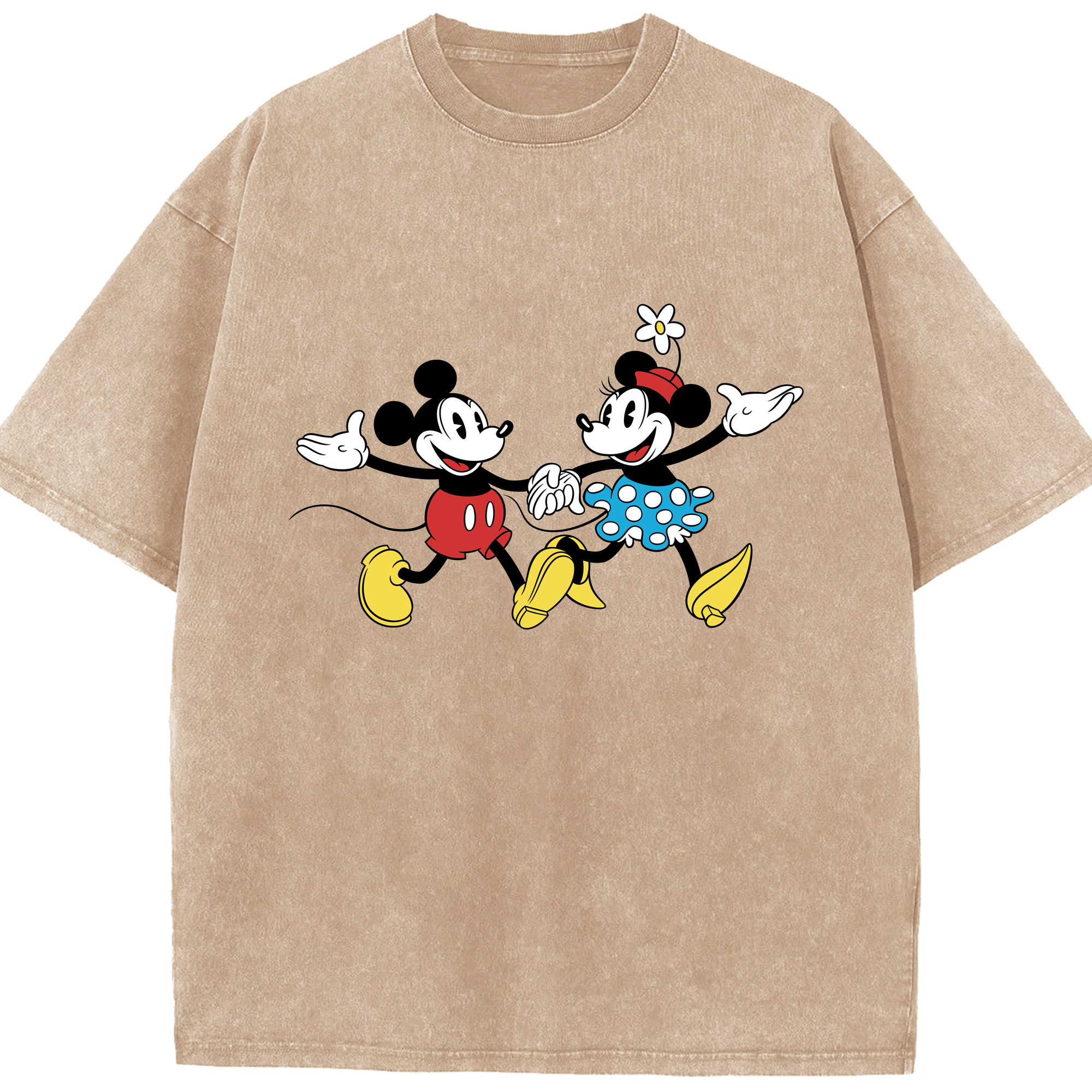 （画像用） ミッキーマウス Mickey Mouse 綿100% ヴィンテージ風 半袖Tシャツ（フロントプリント）