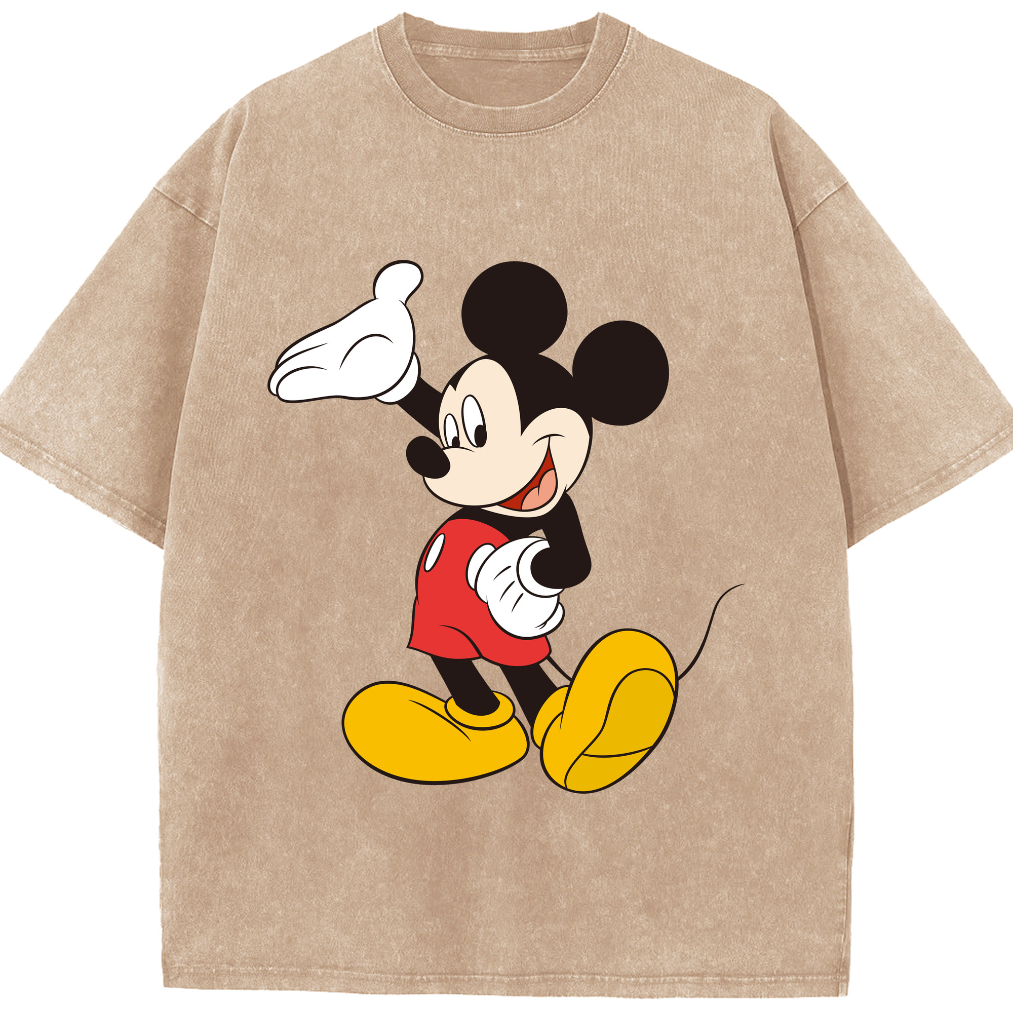 （画像用） ミッキーマウス Mickey Mouse 綿100% ヴィンテージ風 半袖Tシャツ（フロントプリント）