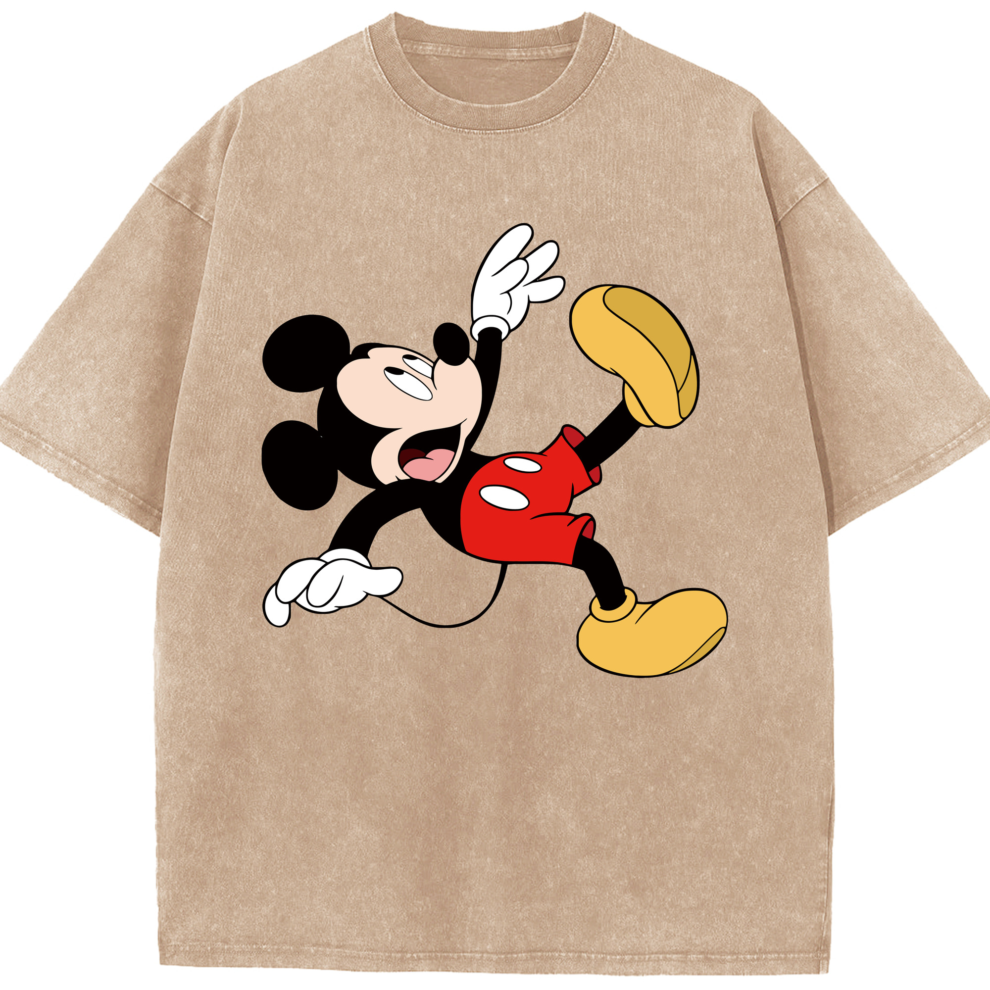 （画像用） ミッキーマウス Mickey Mouse 綿100% ヴィンテージ風 半袖Tシャツ（フロントプリント）