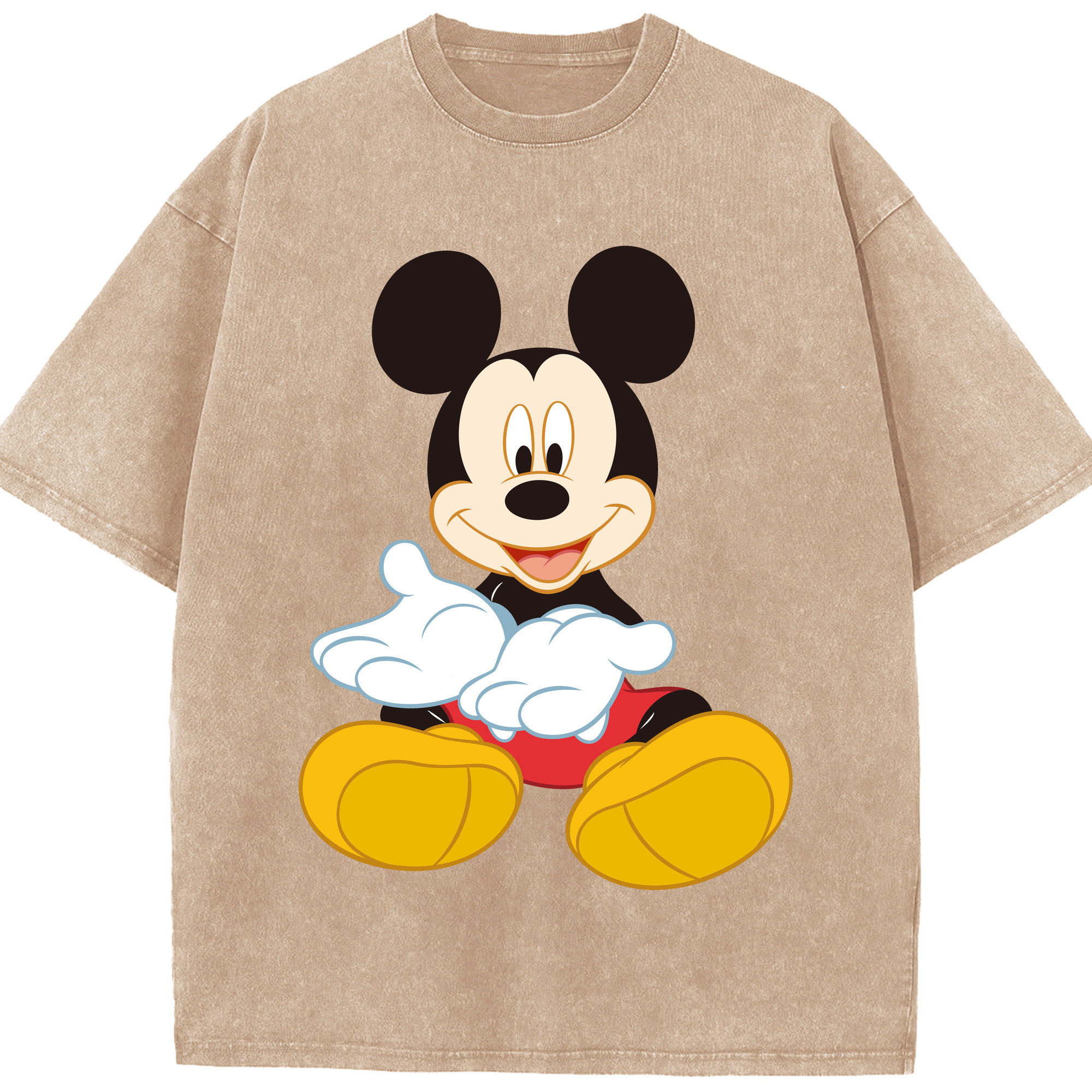 （画像用） ミッキーマウス Mickey Mouse 綿100% ヴィンテージ風 半袖Tシャツ（フロントプリント）