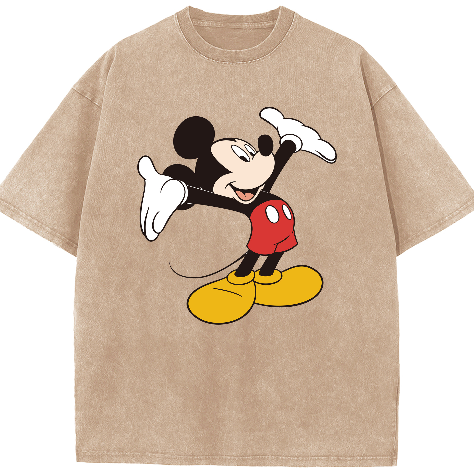 （画像用） ミッキーマウス Mickey Mouse 綿100% ヴィンテージ風 半袖Tシャツ（フロントプリント）