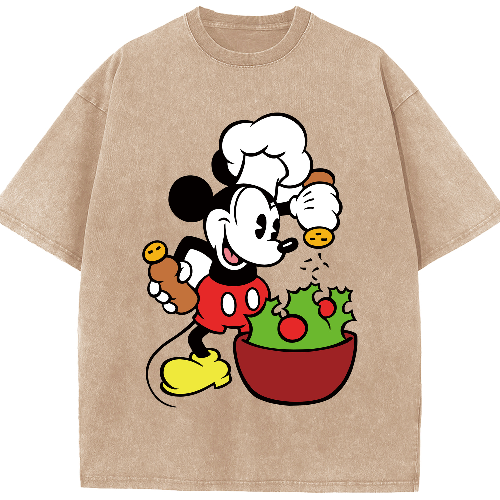 （画像用） ミッキーマウス Mickey Mouse 綿100% ヴィンテージ風 半袖Tシャツ（フロントプリント）