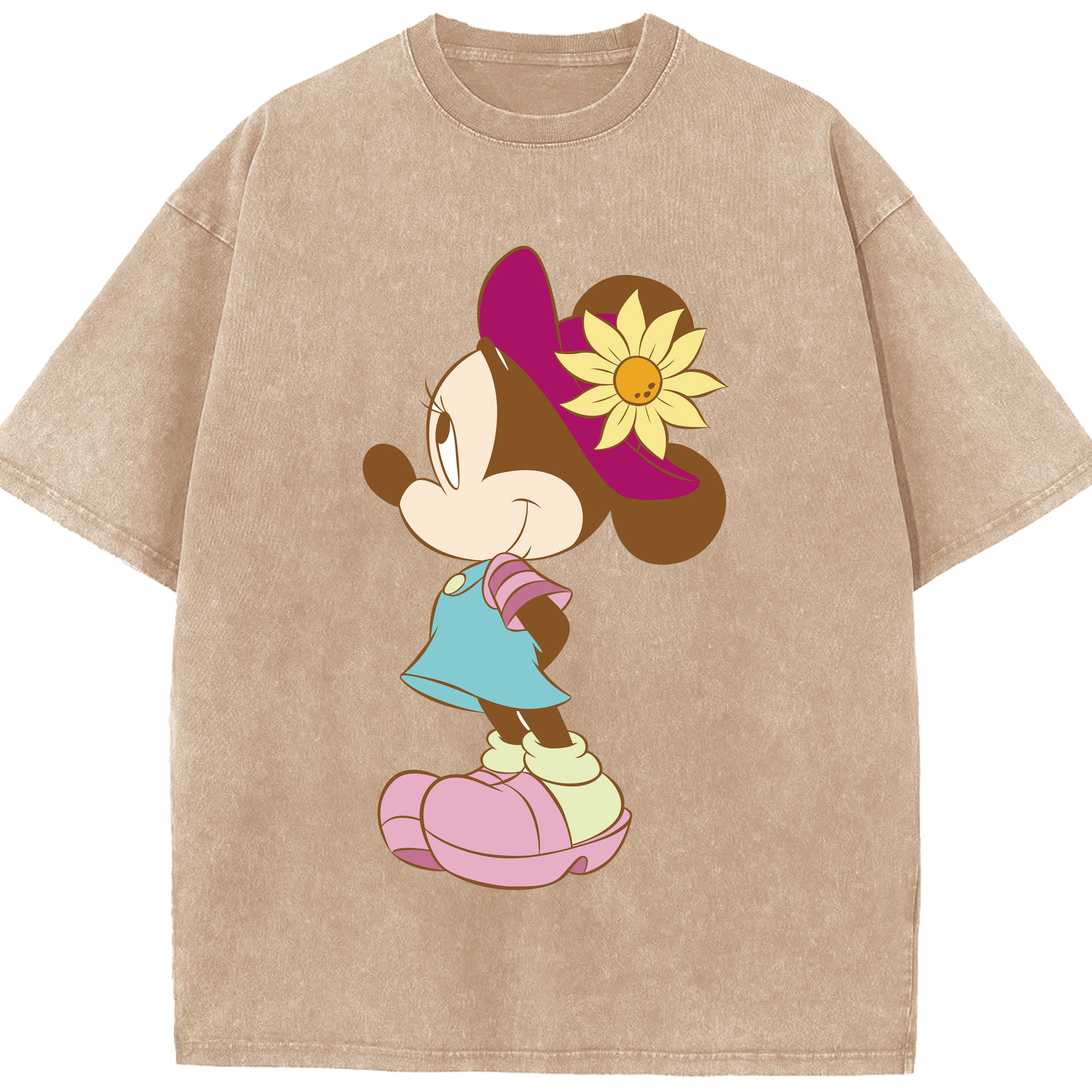 （画像用） ミッキーマウス Mickey Mouse 綿100% ヴィンテージ風 半袖Tシャツ（フロントプリント）