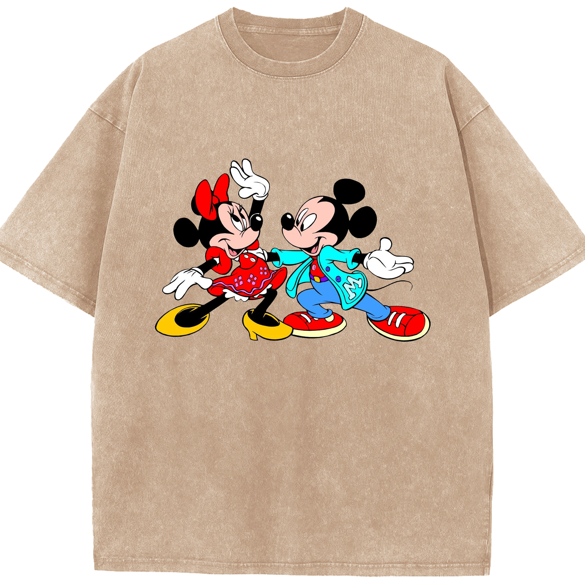 （画像用） ミッキーマウス Mickey Mouse 綿100% ヴィンテージ風 半袖Tシャツ（フロントプリント）