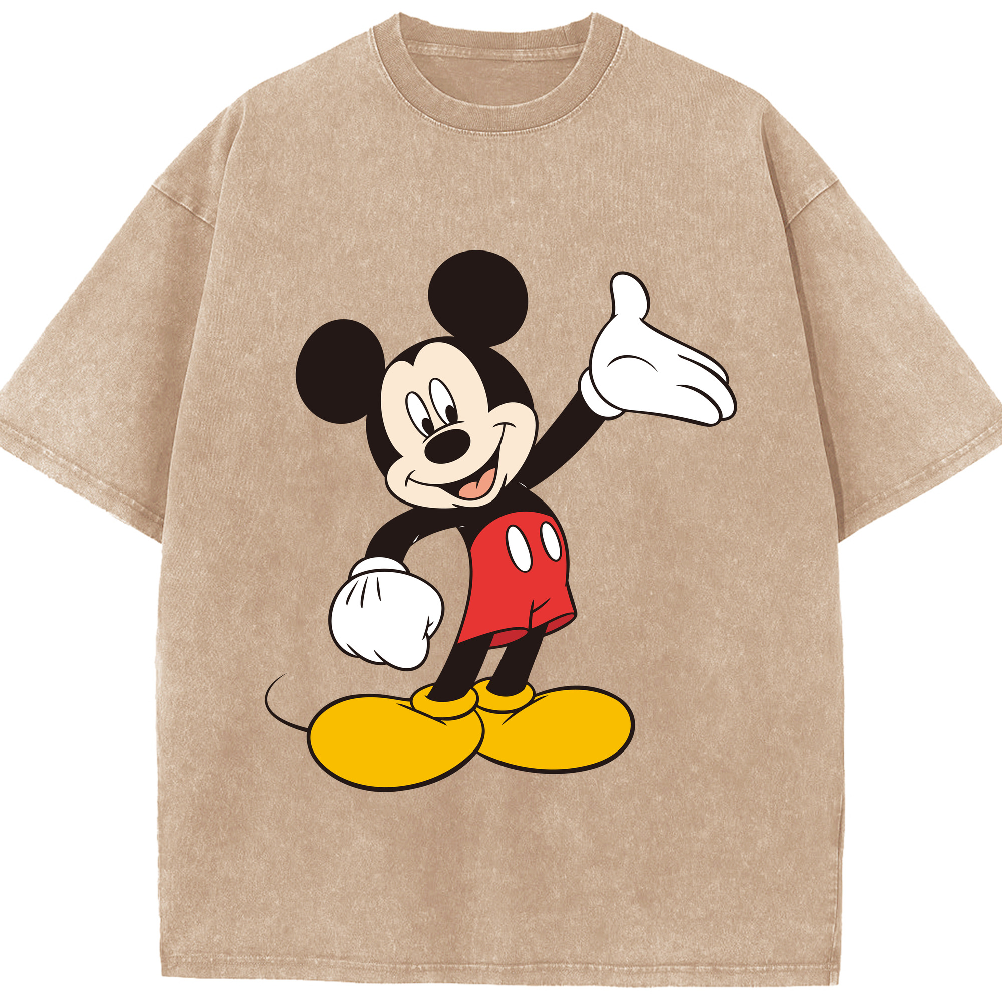 （画像用） ミッキーマウス Mickey Mouse 綿100% ヴィンテージ風 半袖Tシャツ（フロントプリント）