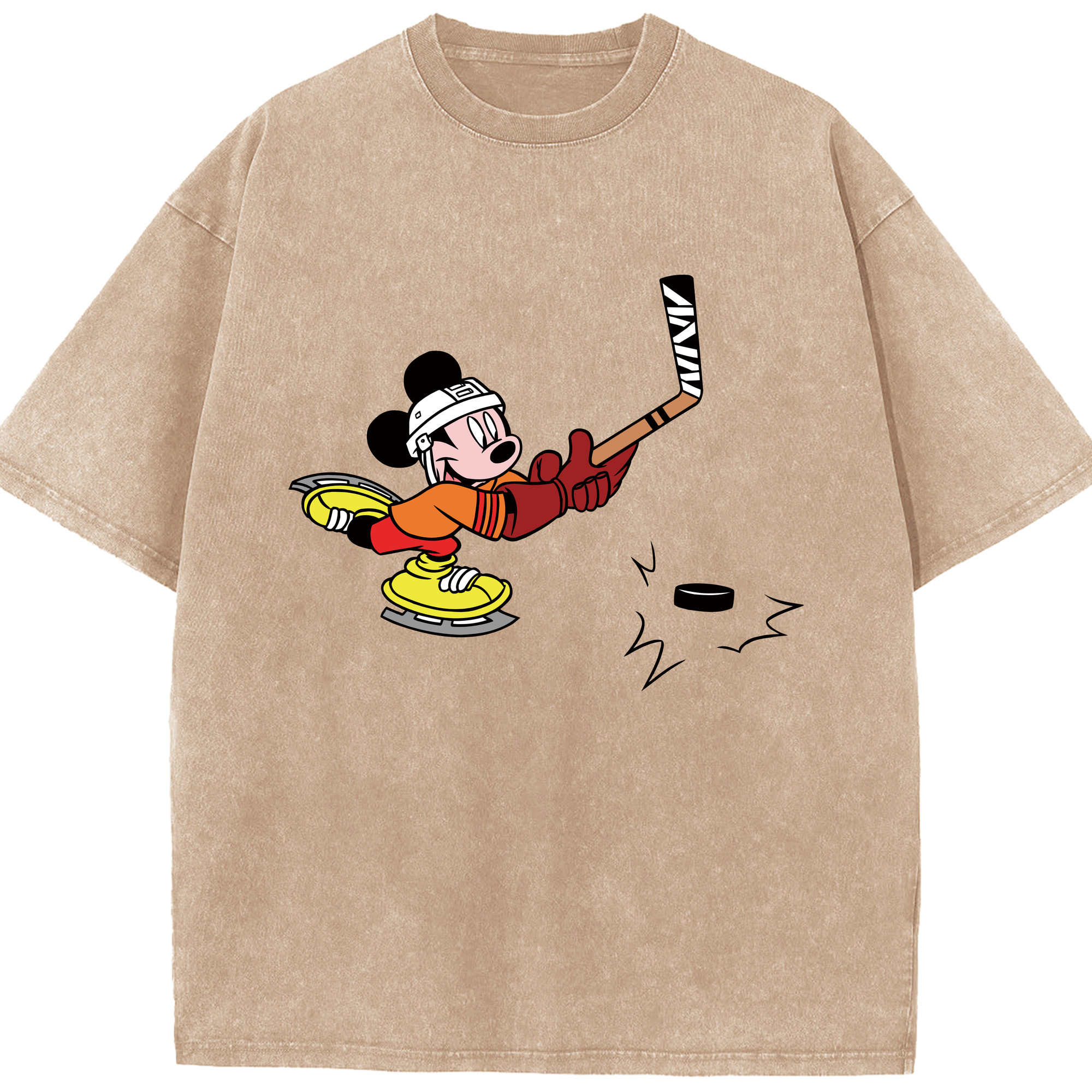 （画像用） ミッキーマウス Mickey Mouse 綿100% ヴィンテージ風 半袖Tシャツ（フロントプリント）