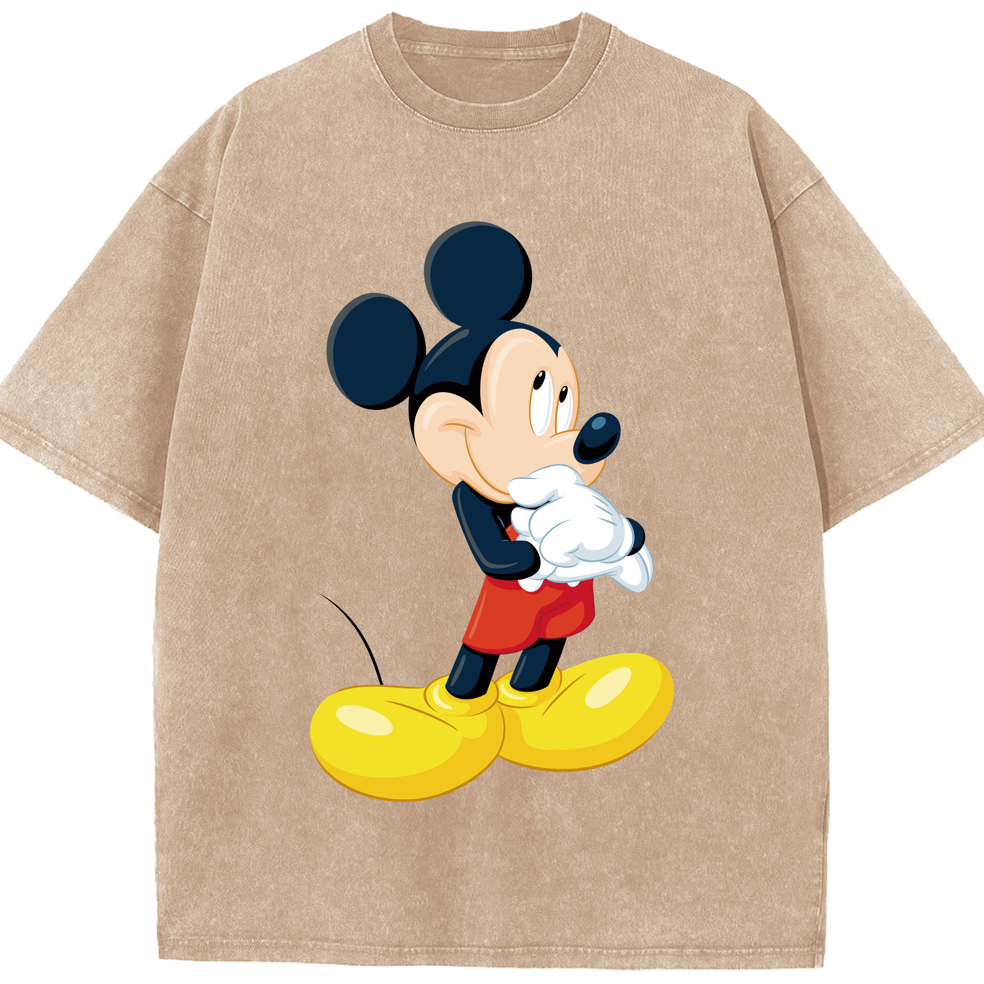 （画像用） ミッキーマウス Mickey Mouse 綿100% ヴィンテージ風 半袖Tシャツ（フロントプリント）