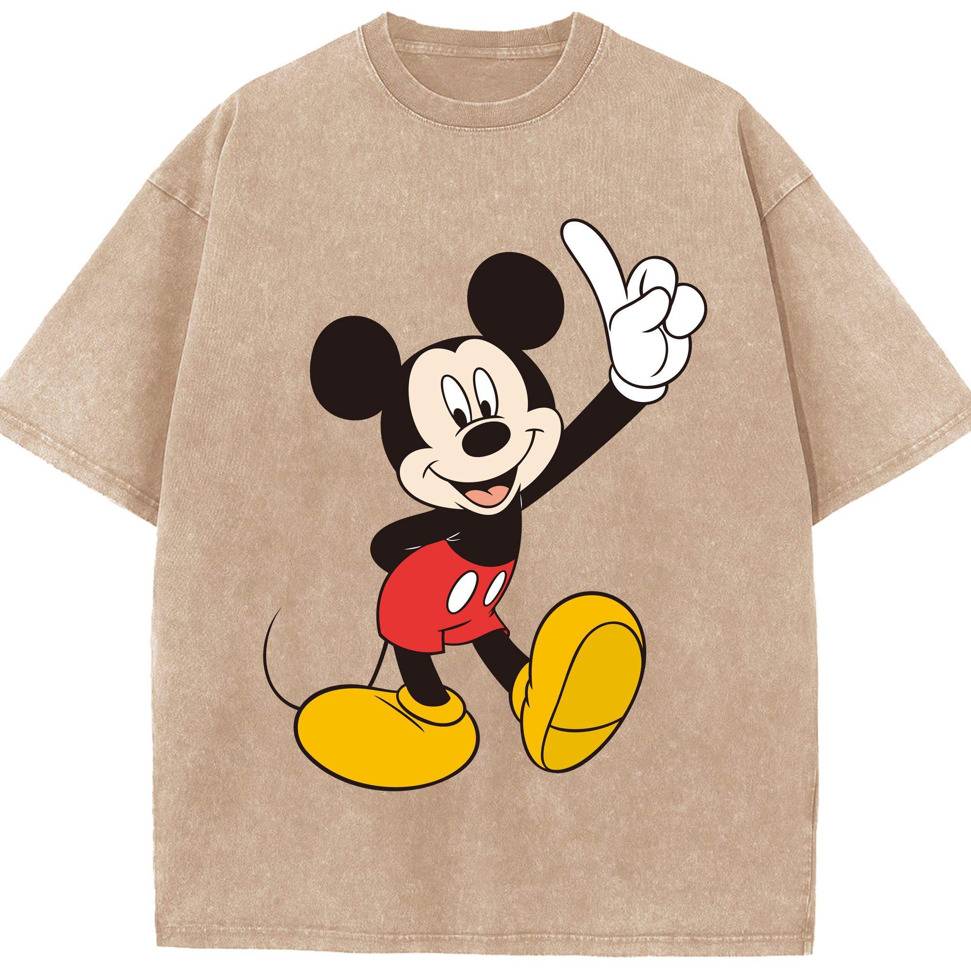 （画像用） ミッキーマウス Mickey Mouse 綿100% ヴィンテージ風 半袖Tシャツ（フロントプリント）