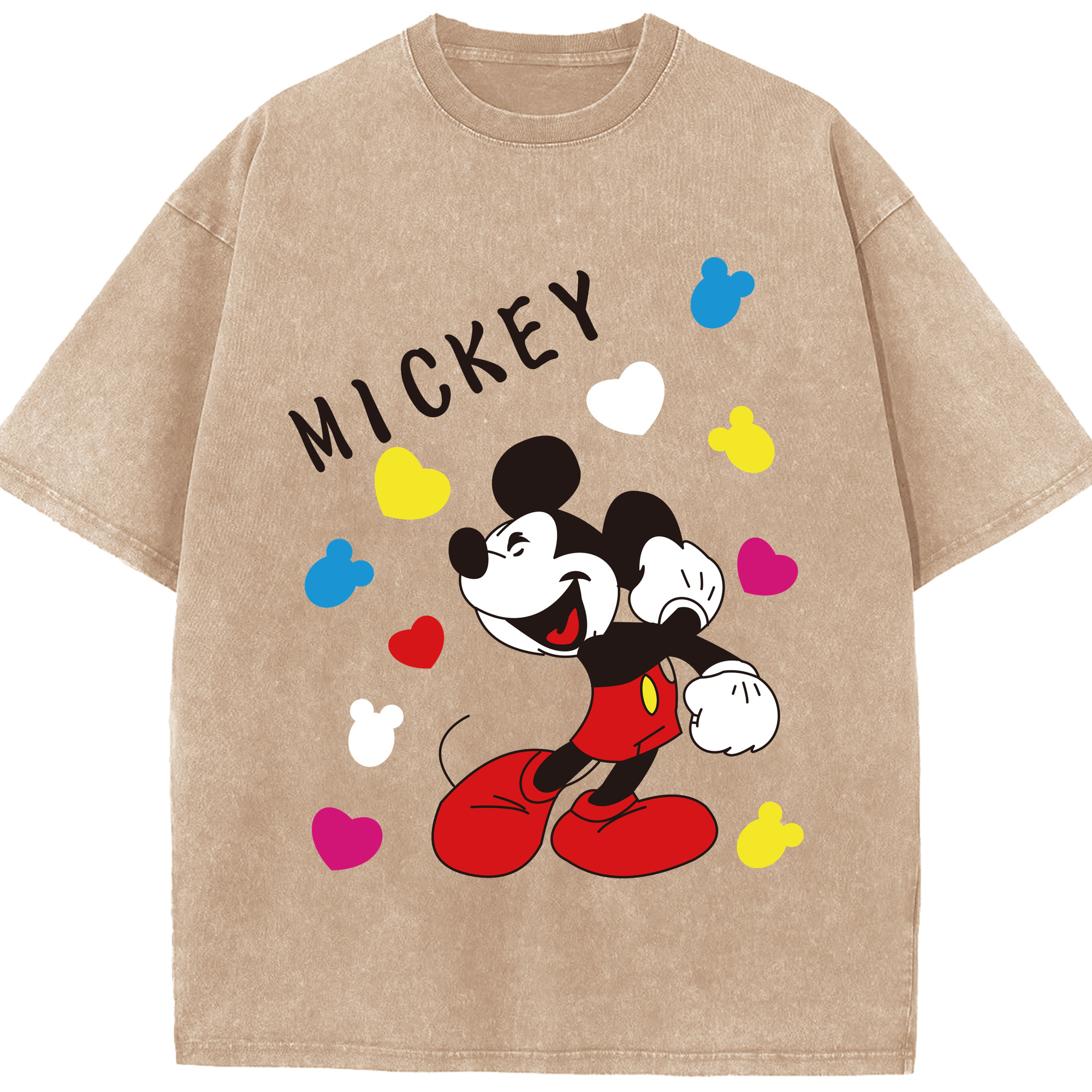 （画像用） ミッキーマウス Mickey Mouse 綿100% ヴィンテージ風 半袖Tシャツ（フロントプリント）