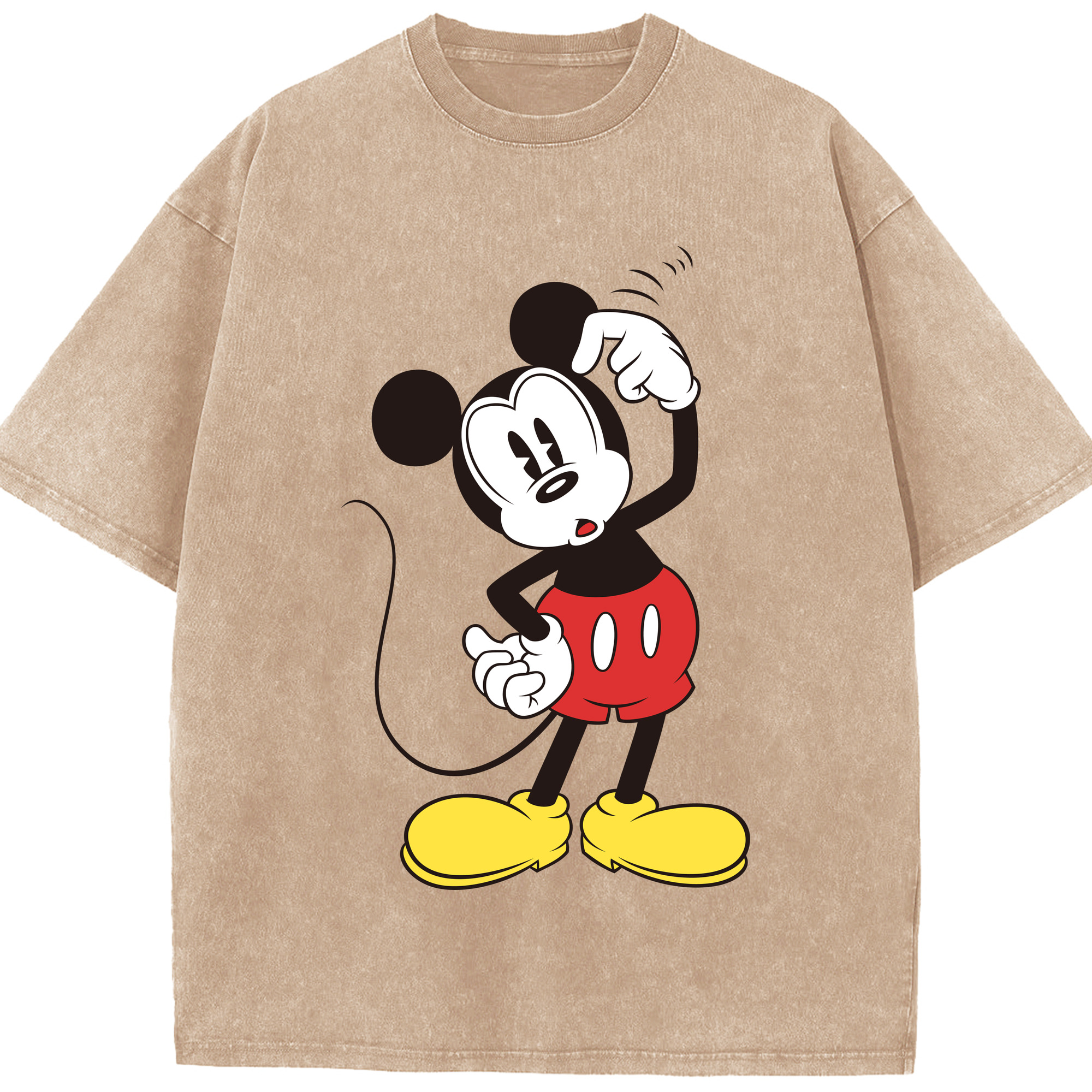 （画像用） ミッキーマウス Mickey Mouse 綿100% ヴィンテージ風 半袖Tシャツ（フロントプリント）
