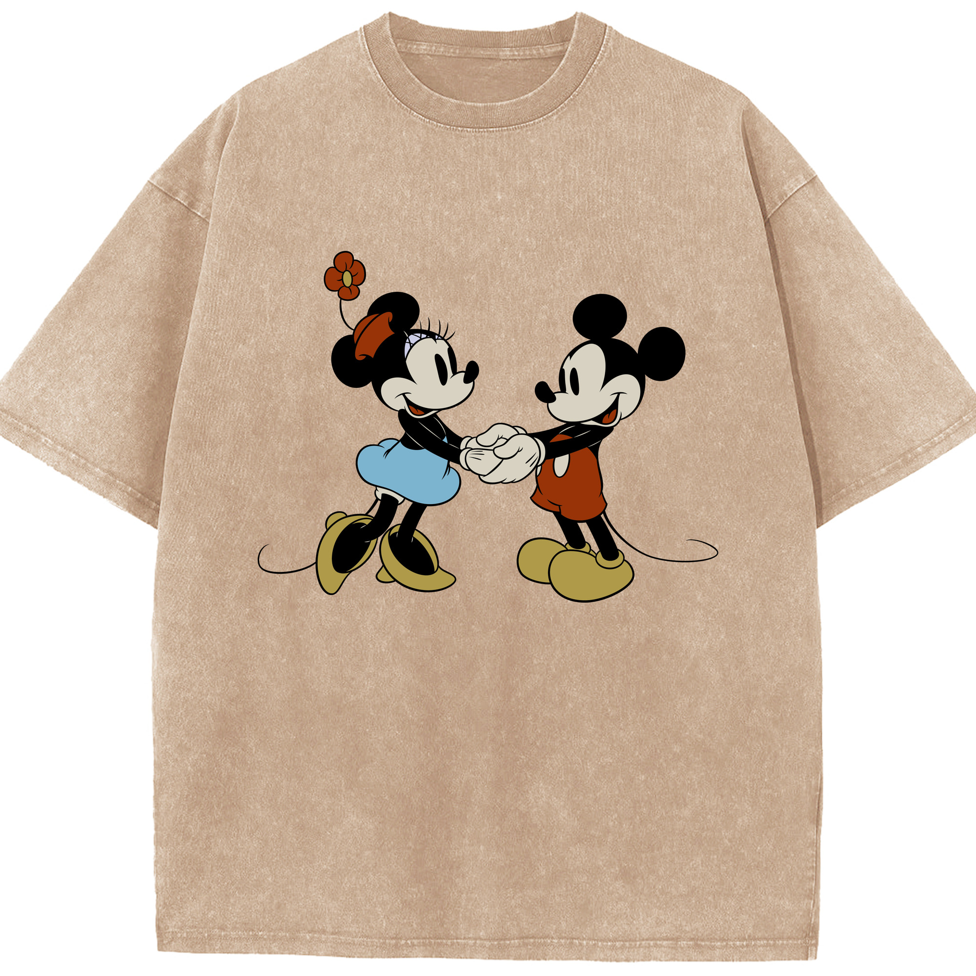 （画像用） ミッキーマウス Mickey Mouse 綿100% ヴィンテージ風 半袖Tシャツ（フロントプリント）