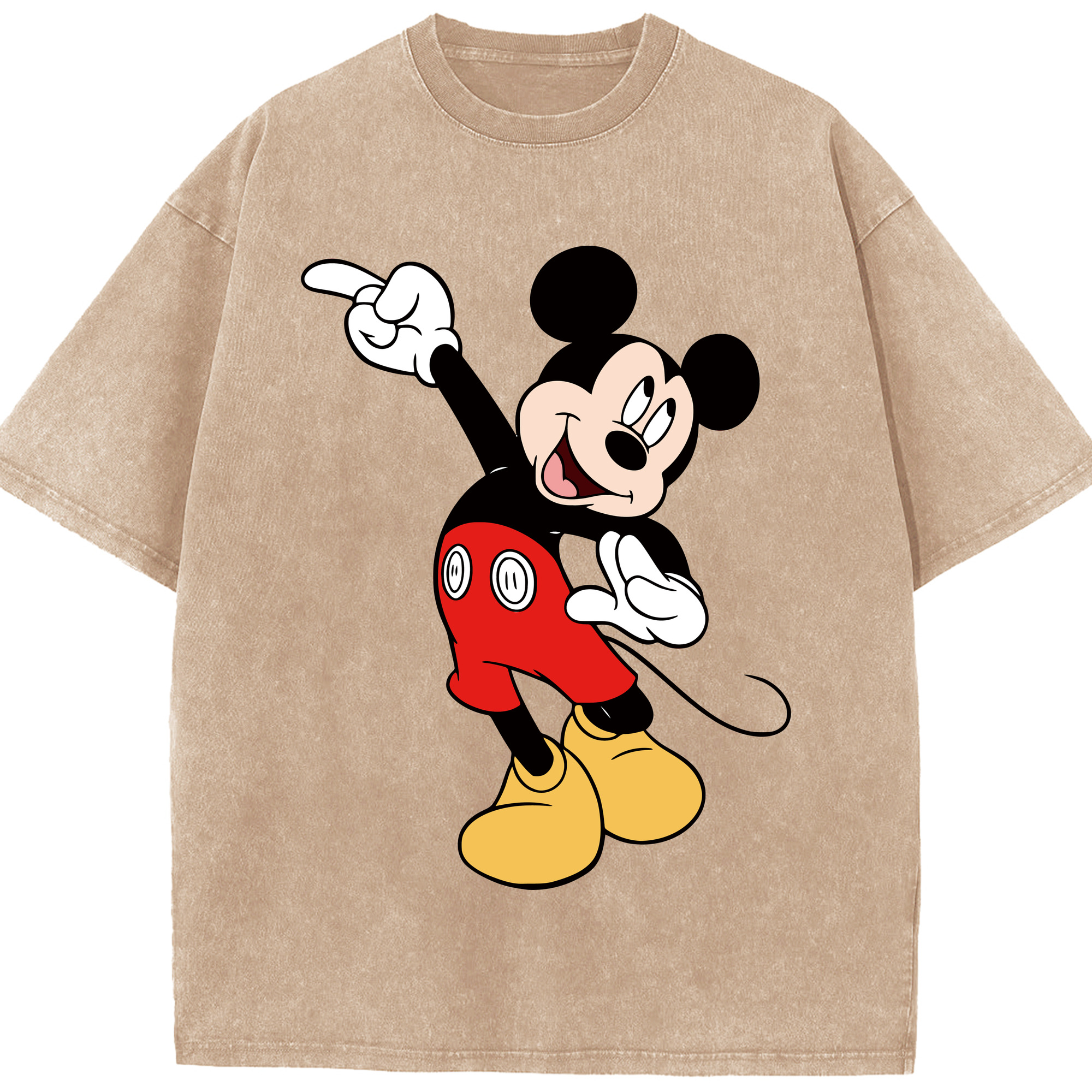 （画像用） ミッキーマウス Mickey Mouse 綿100% ヴィンテージ風 半袖Tシャツ（フロントプリント）