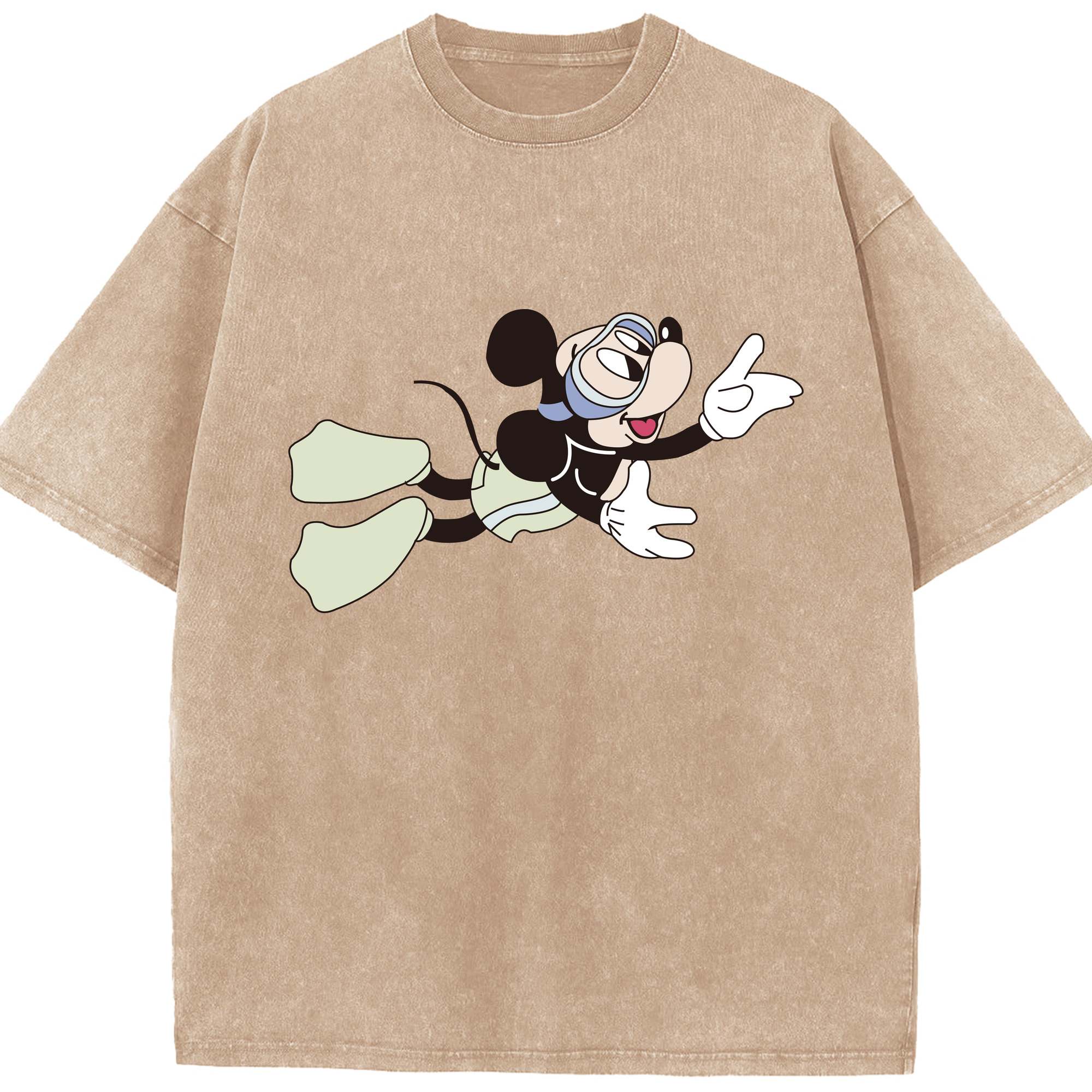 （画像用） ミッキーマウス Mickey Mouse 綿100% ヴィンテージ風 半袖Tシャツ（フロントプリント）