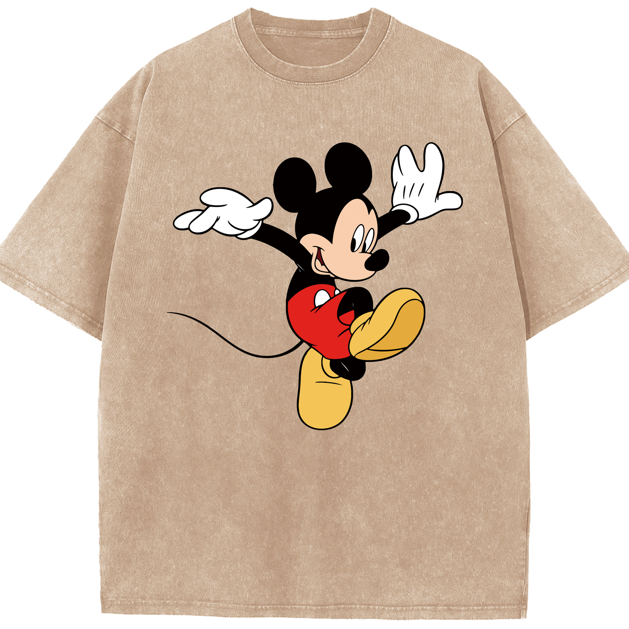 （画像用） ミッキーマウス Mickey Mouse 綿100% ヴィンテージ風 半袖Tシャツ（フロントプリント）
