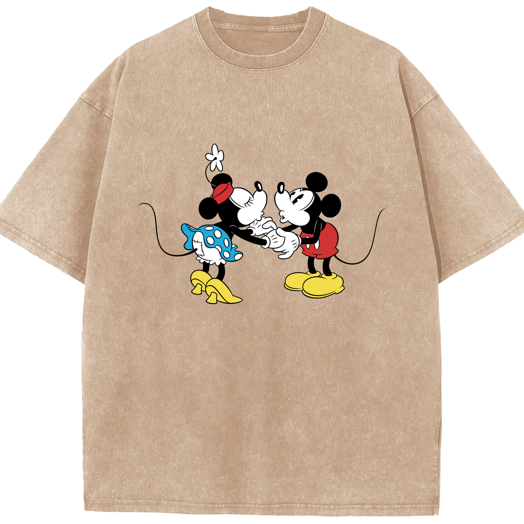（画像用） ミッキーマウス Mickey Mouse 綿100% ヴィンテージ風 半袖Tシャツ（フロントプリント）