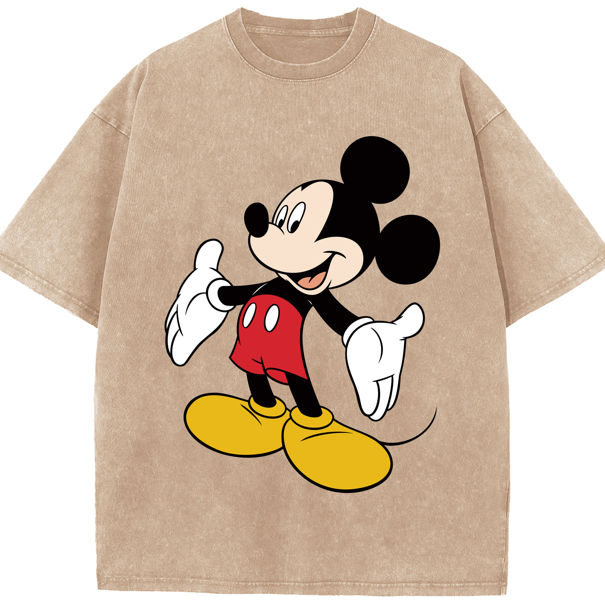 （画像用） ミッキーマウス Mickey Mouse 綿100% ヴィンテージ風 半袖Tシャツ（フロントプリント）