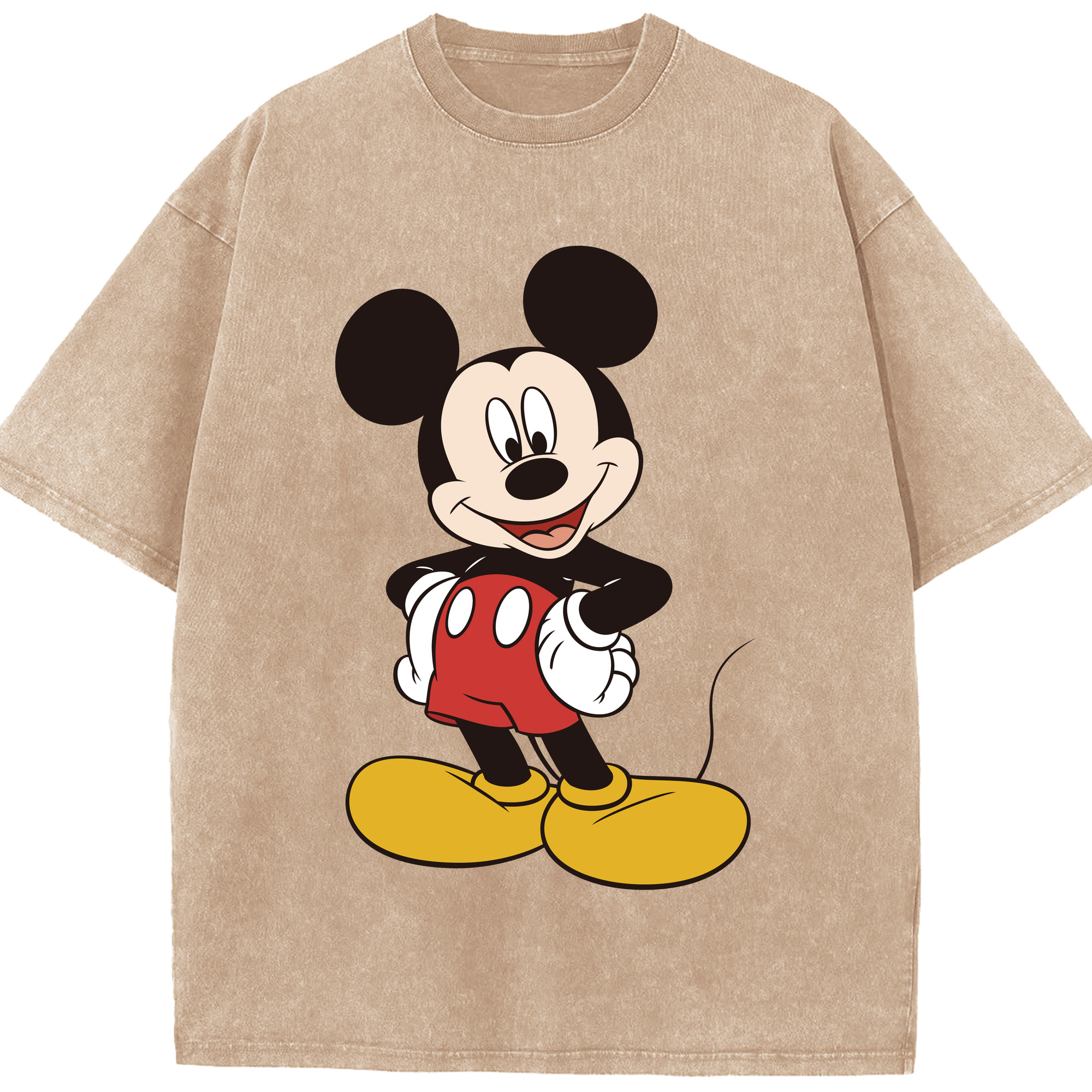 （画像用） ミッキーマウス Mickey Mouse 綿100% ヴィンテージ風 半袖Tシャツ（フロントプリント）