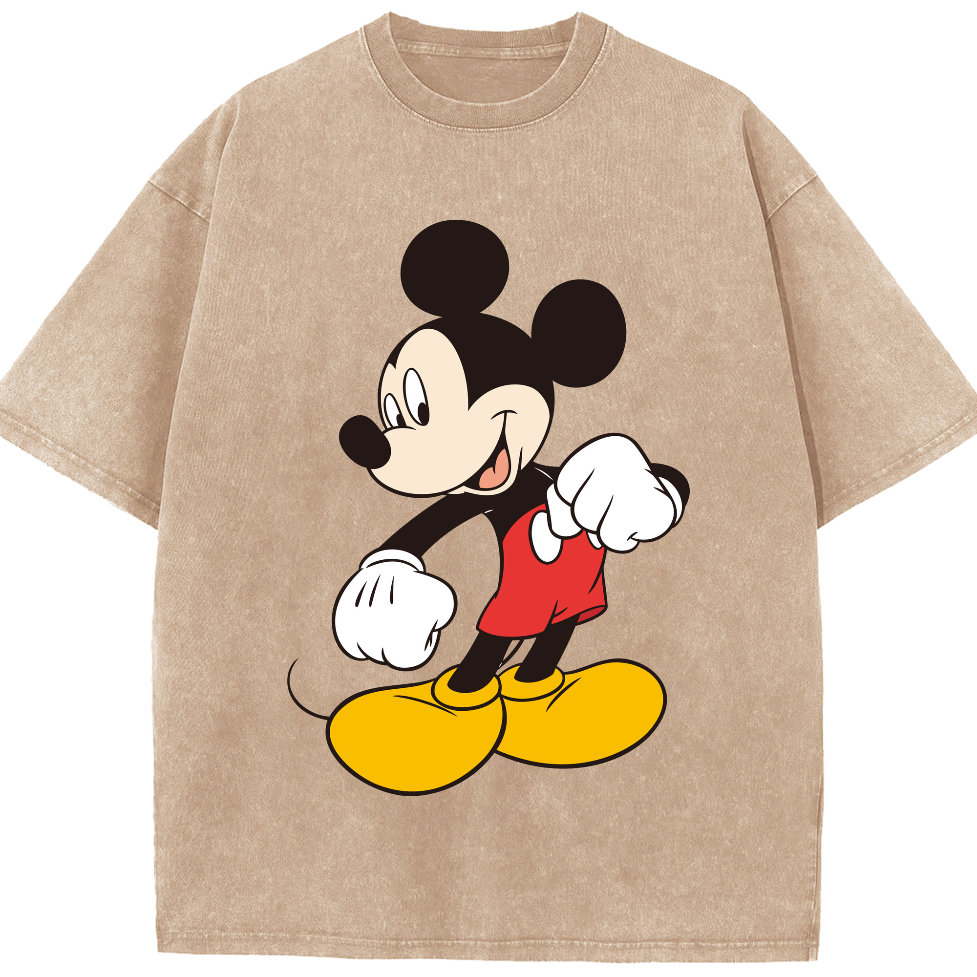 （画像用） ミッキーマウス Mickey Mouse 綿100% ヴィンテージ風 半袖Tシャツ（フロントプリント）
