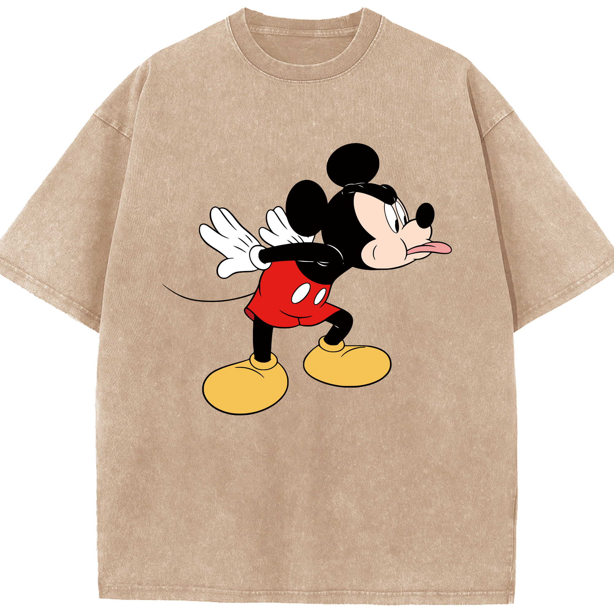 （画像用） ミッキーマウス Mickey Mouse 綿100% ヴィンテージ風 半袖Tシャツ（フロントプリント）