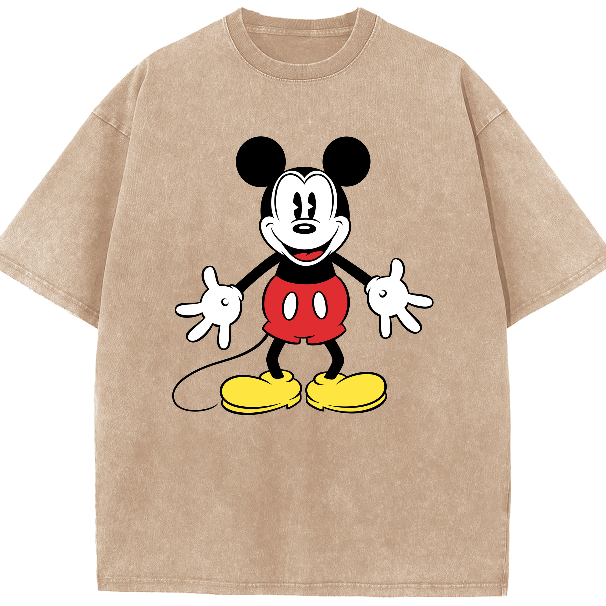 （画像用） ミッキーマウス Mickey Mouse 綿100% ヴィンテージ風 半袖Tシャツ（フロントプリント）