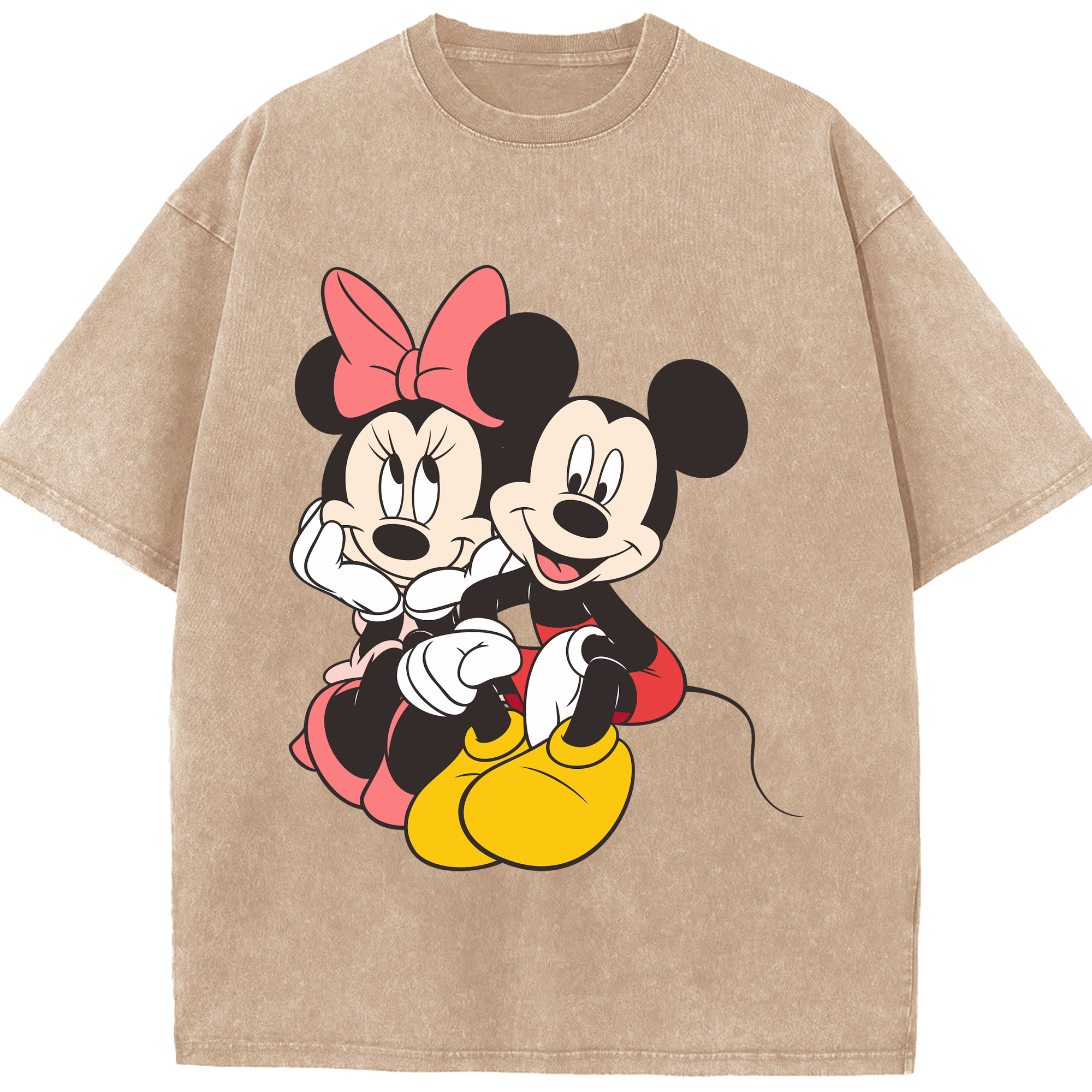 （画像用） ミッキーマウス Mickey Mouse 綿100% ヴィンテージ風 半袖Tシャツ（フロントプリント）