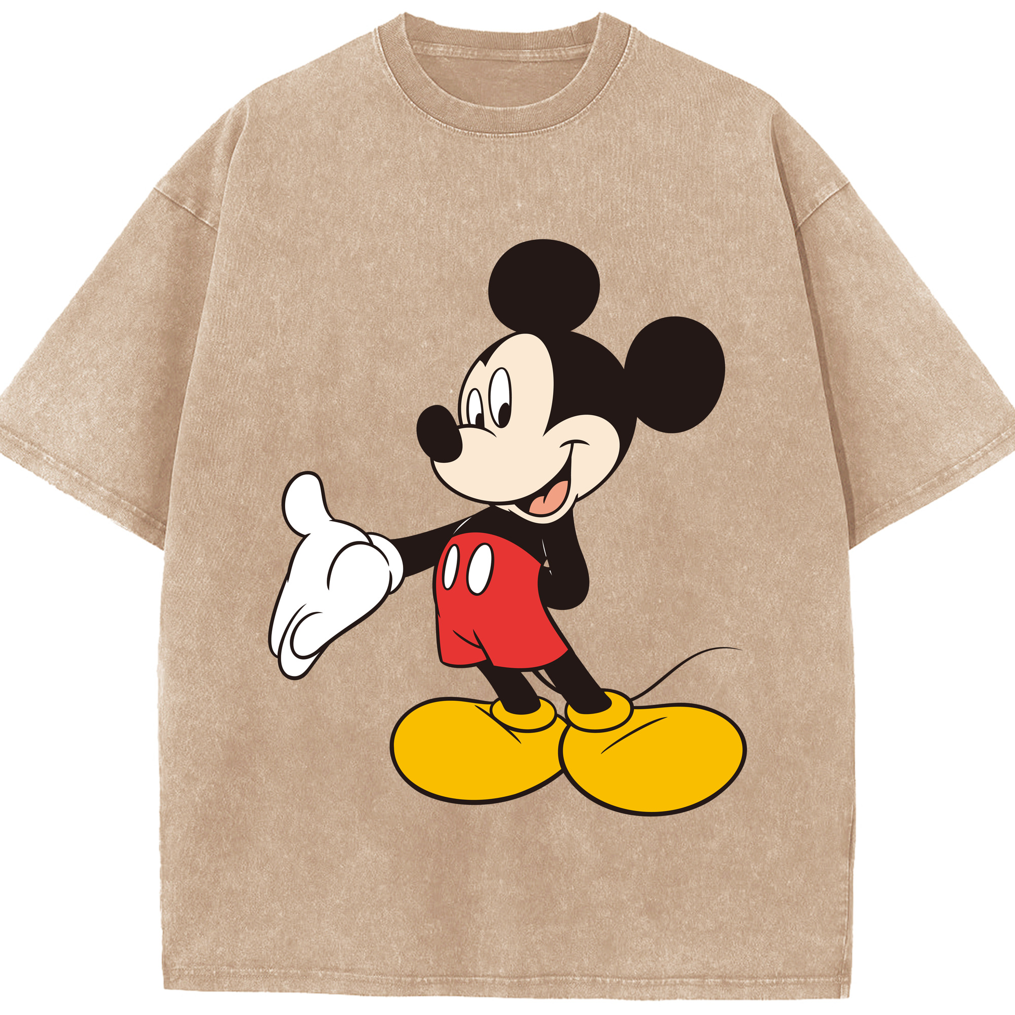 （画像用） ミッキーマウス Mickey Mouse 綿100% ヴィンテージ風 半袖Tシャツ（フロントプリント）