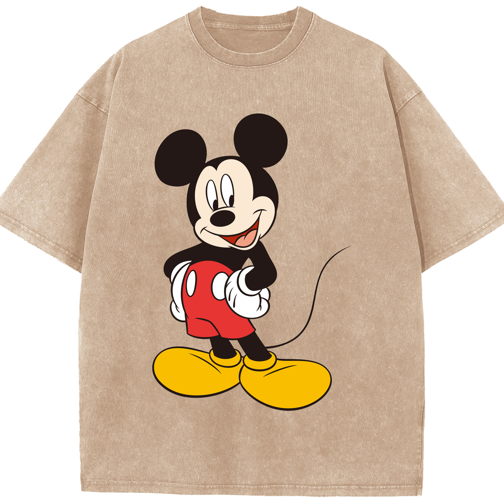 （画像用） ミッキーマウス Mickey Mouse 綿100% ヴィンテージ風 半袖Tシャツ（フロントプリント）