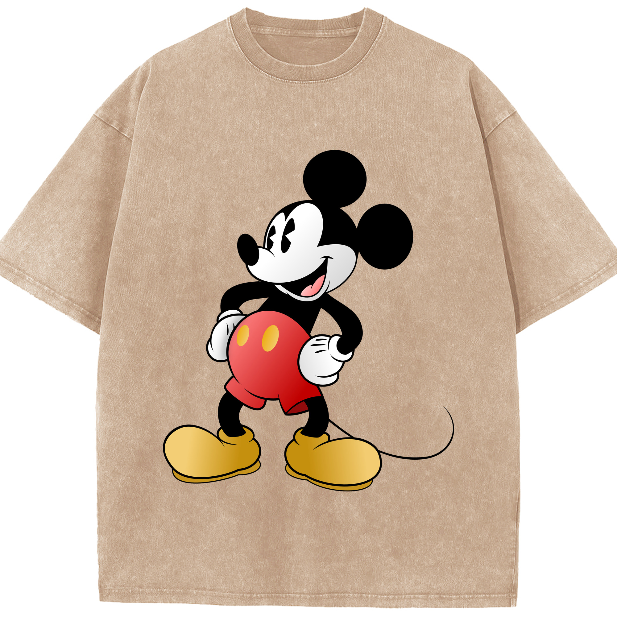 （画像用） ミッキーマウス Mickey Mouse 綿100% ヴィンテージ風 半袖Tシャツ（フロントプリント）