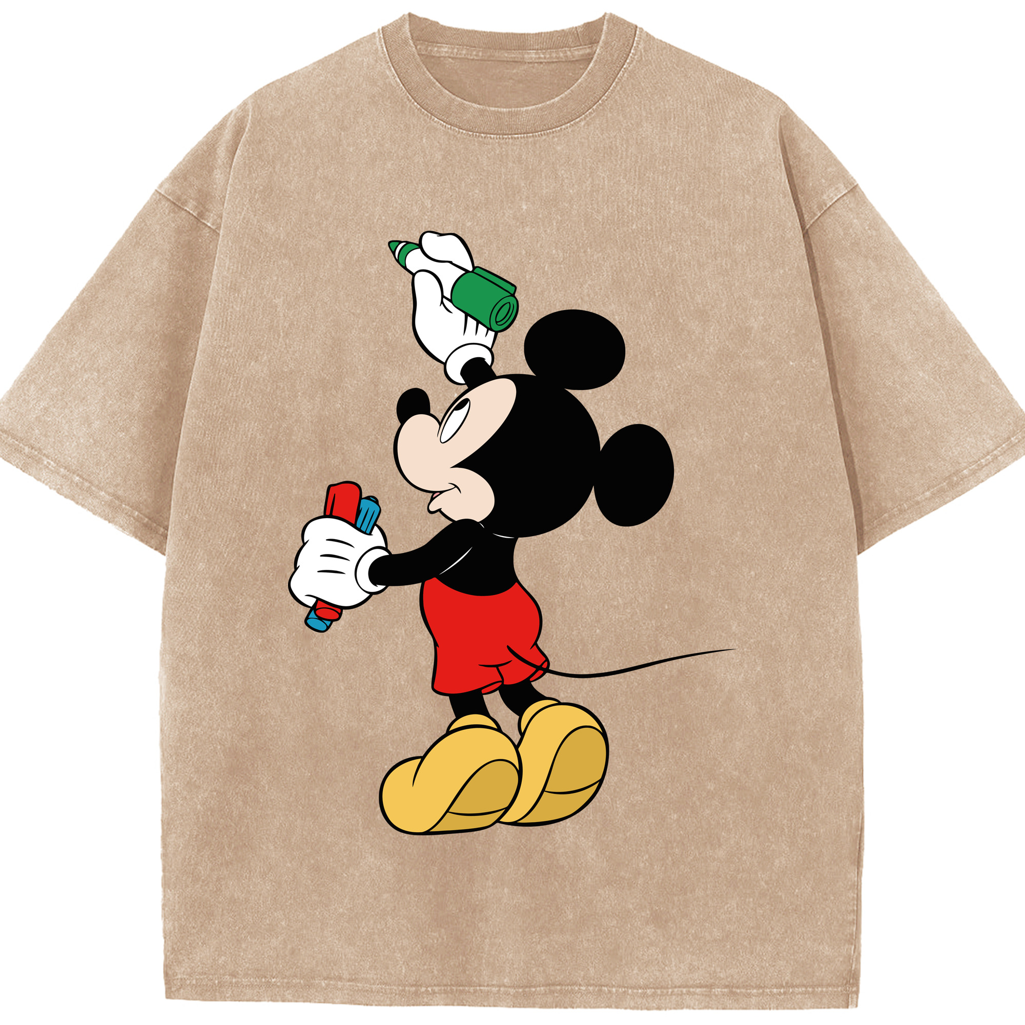 （画像用） ミッキーマウス Mickey Mouse 綿100% ヴィンテージ風 半袖Tシャツ（フロントプリント）