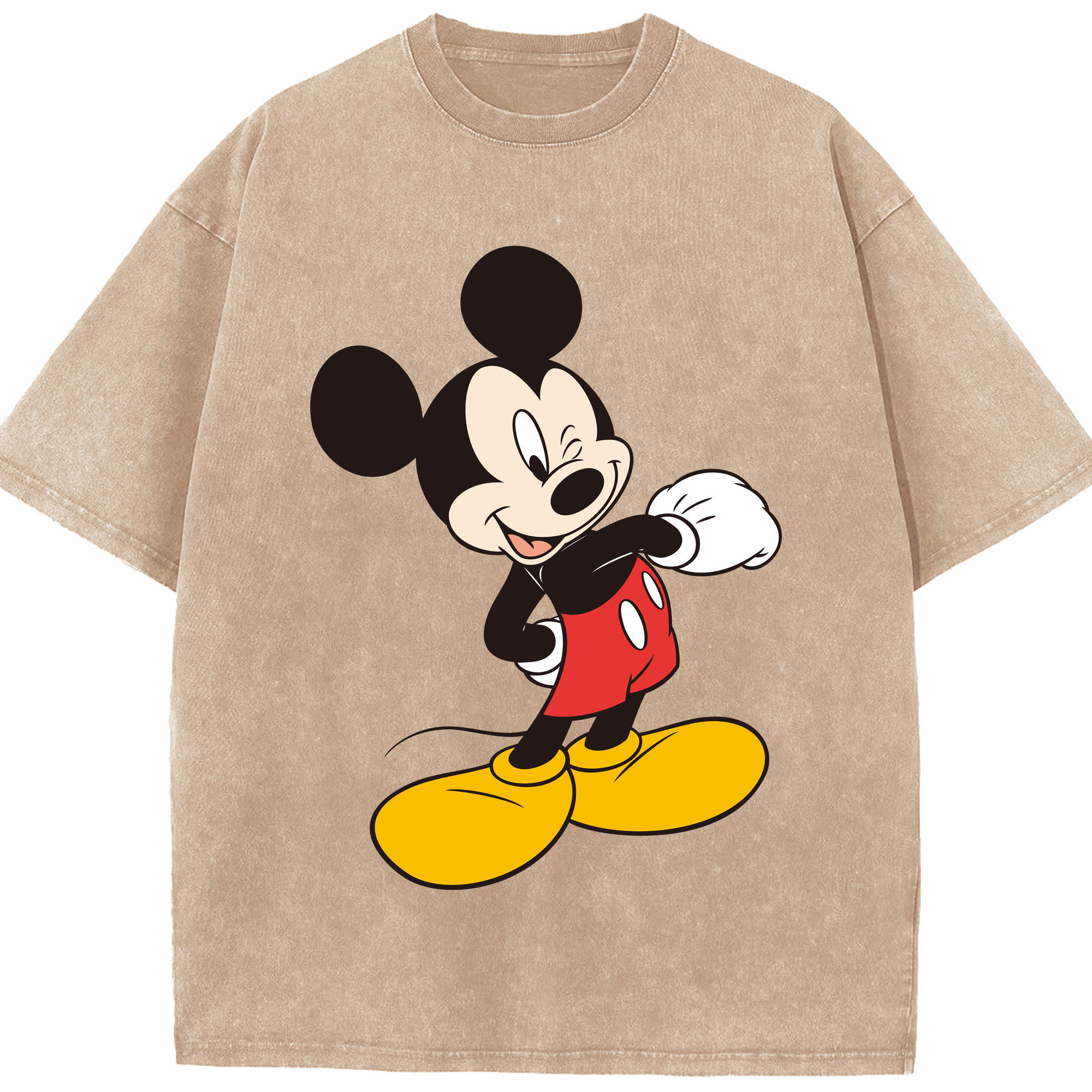 （画像用） ミッキーマウス Mickey Mouse 綿100% ヴィンテージ風 半袖Tシャツ（フロントプリント）